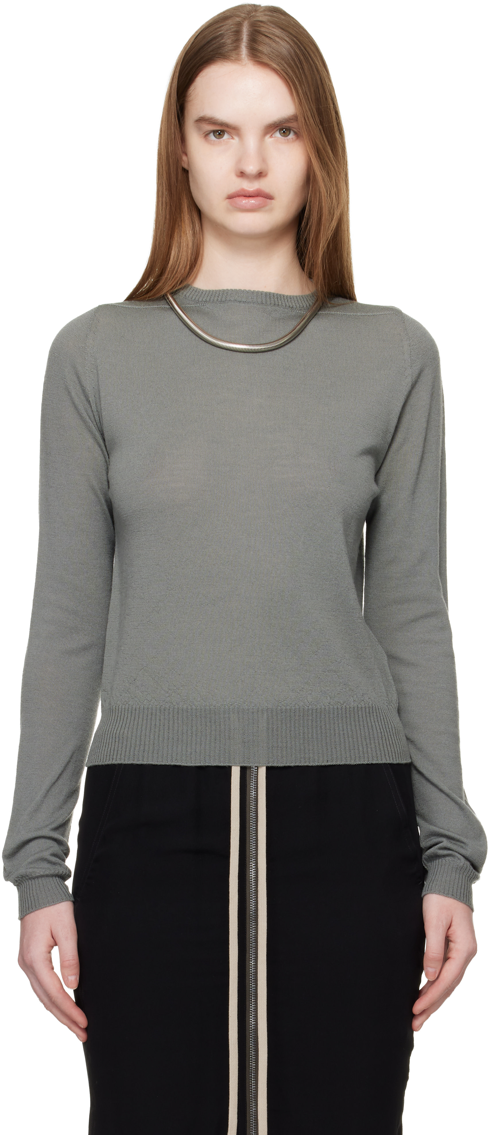 Rick Owens カシミア ダメージ ニット Rick Owens: Khaki Temple Biker Level Sweater | SSENSE India