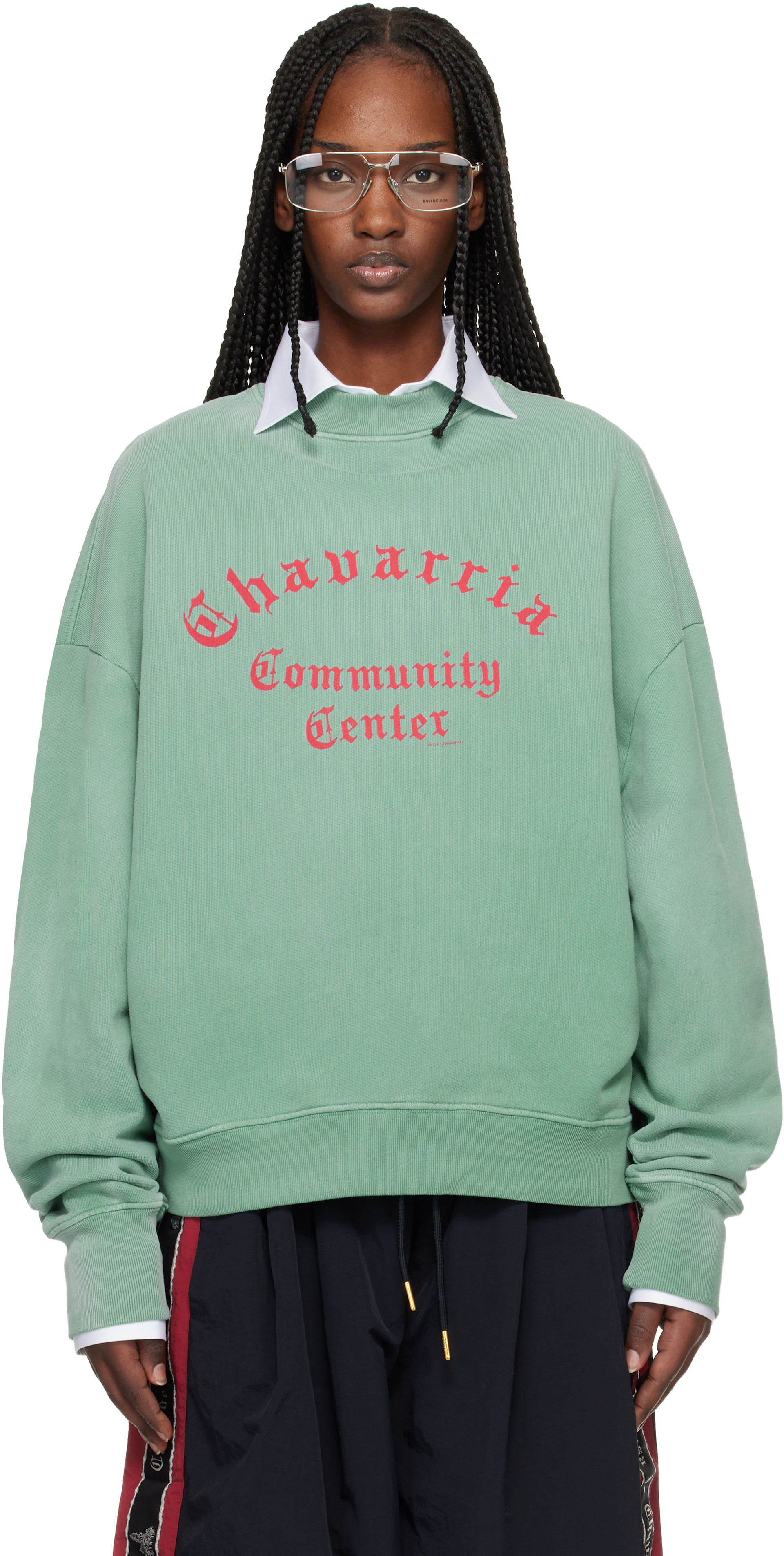 WILLY CHAVARRIA - Pull molletonné 'Community Center' vert
