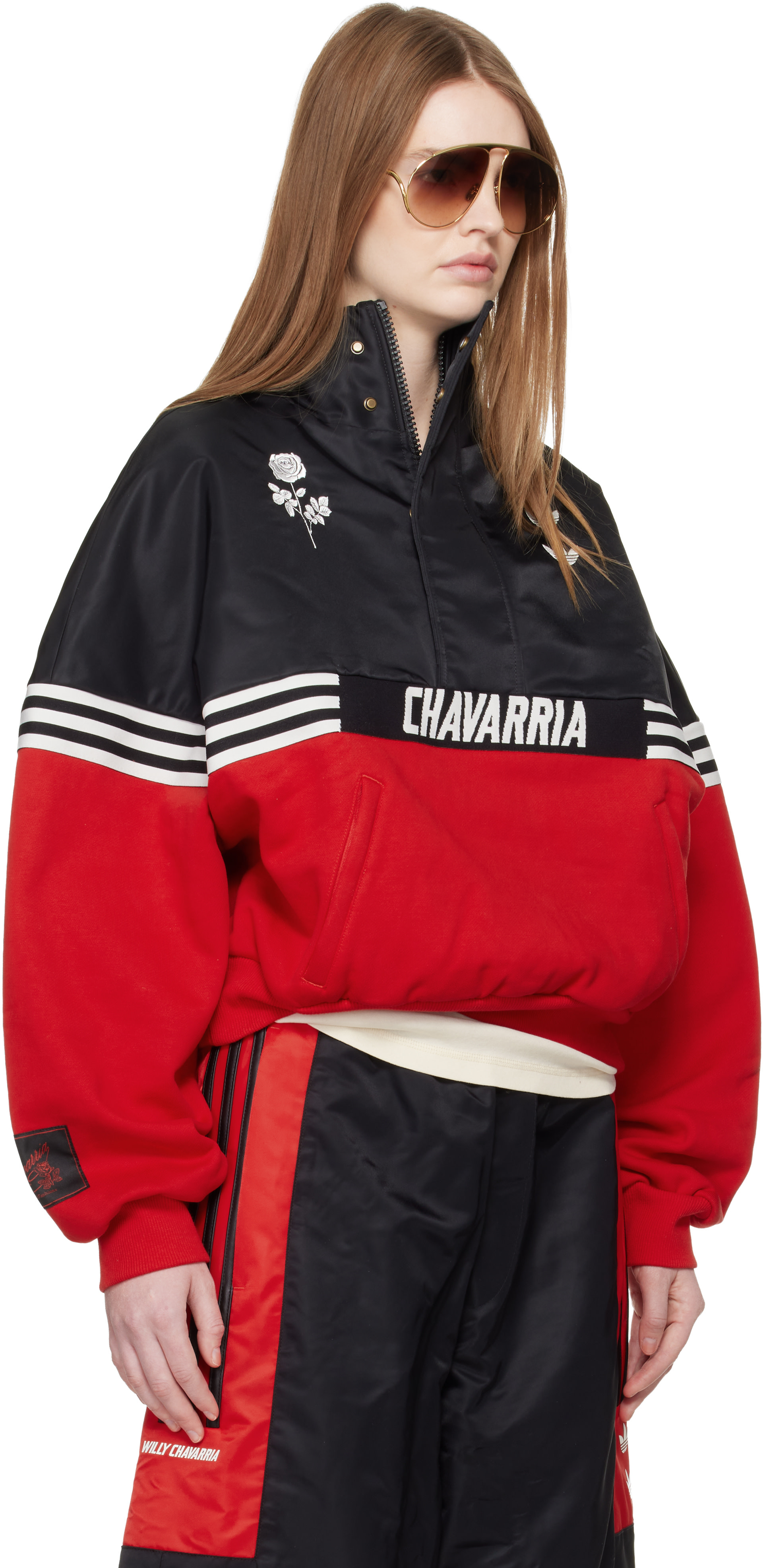 WILLY CHAVARRIA セットアップジャージ M 黒/赤 WILLY CHAVARRIA: Black & Red adidas Originals Edition Halfzip