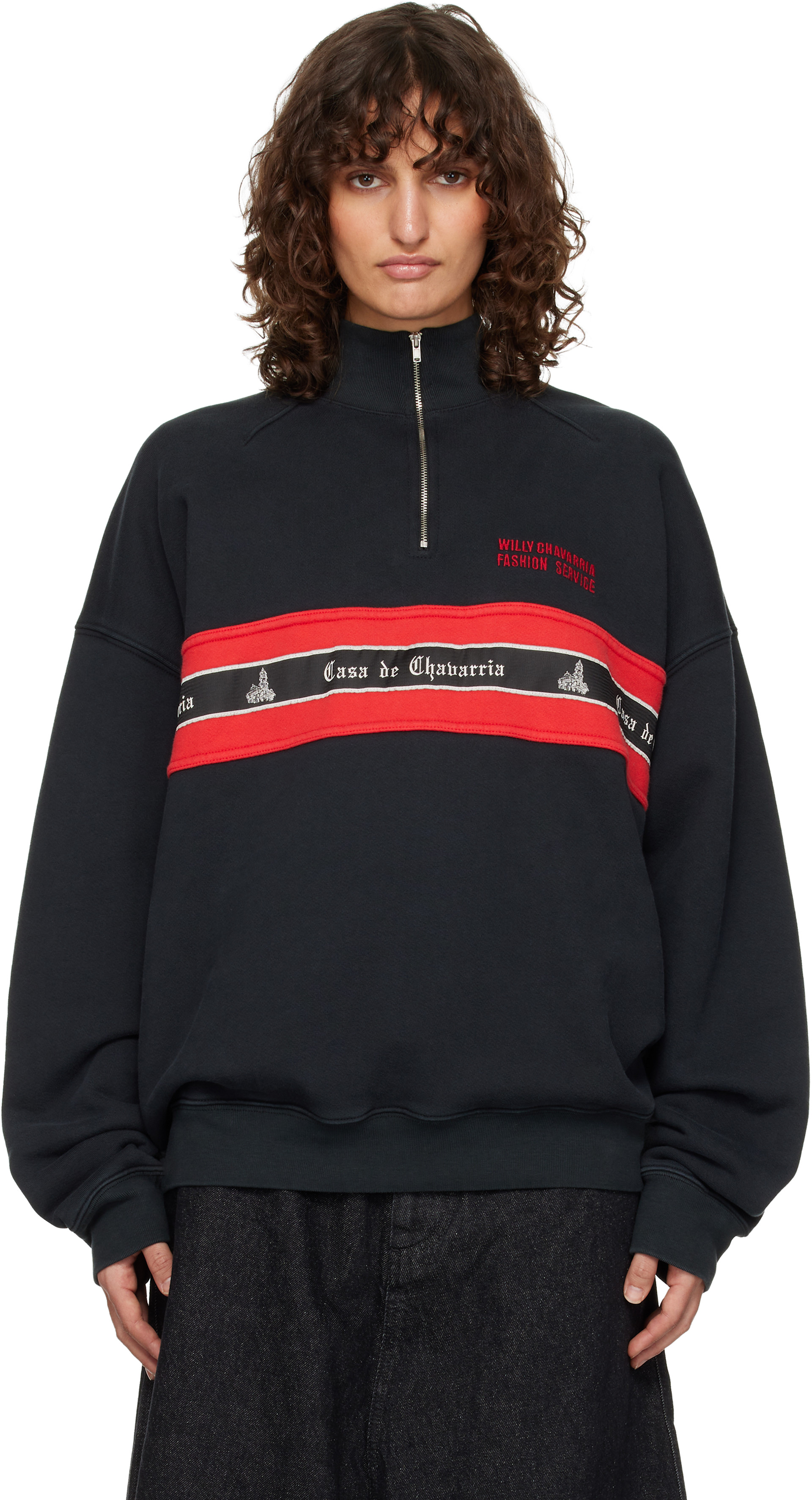 WILLY CHAVARRIA: Black 'Casa De Chavarria' Gilroy Sweatshirt | SSENSE