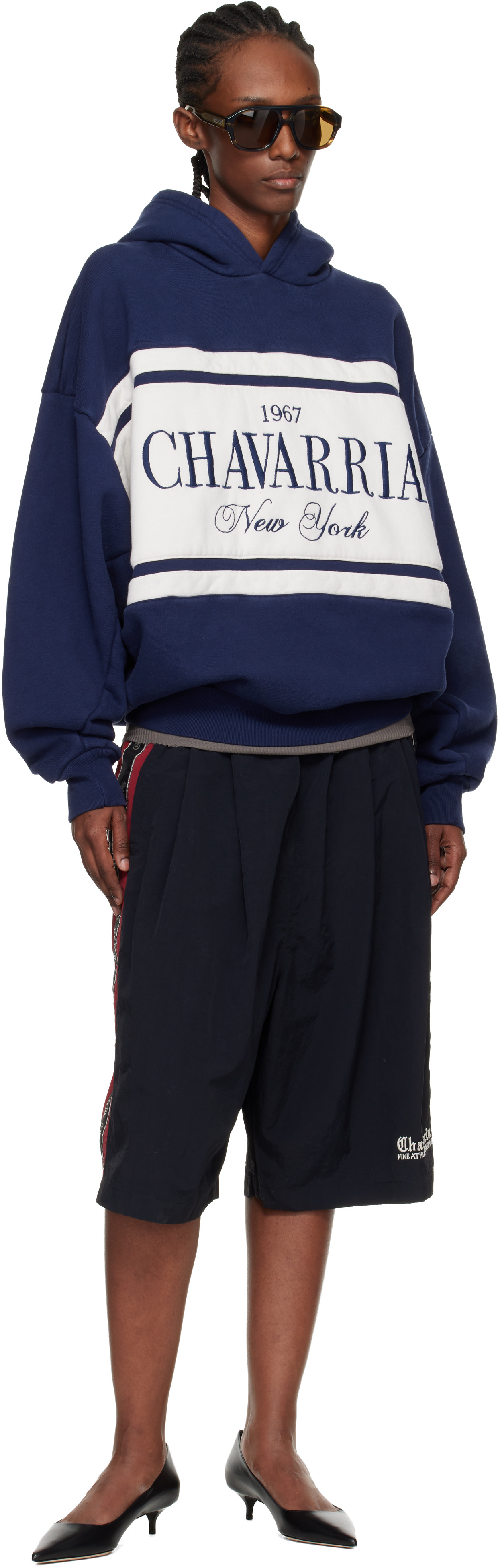WILLY CHAVARRIA - Pull à capuche 'Chavarria' bleu marine à rayures