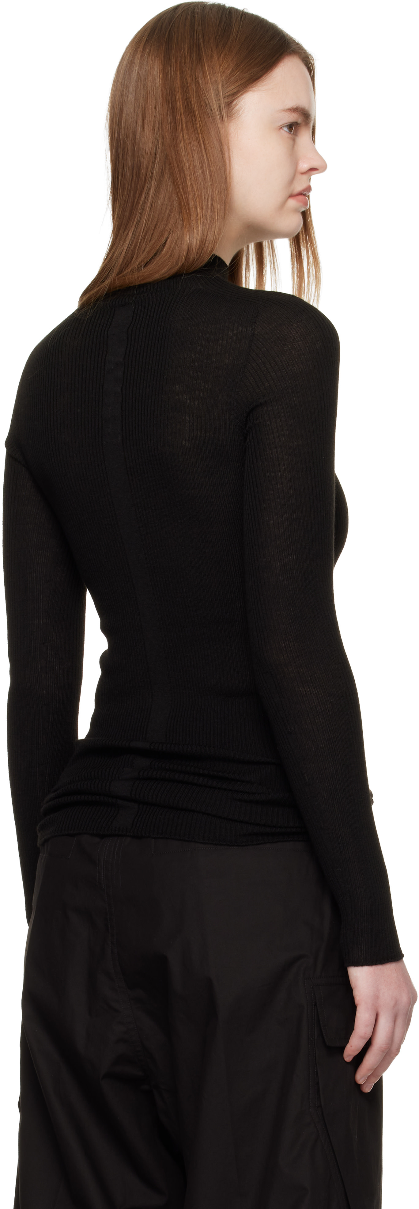 Rick Owens - Pull à manches longues noir à col cheminée - Temple