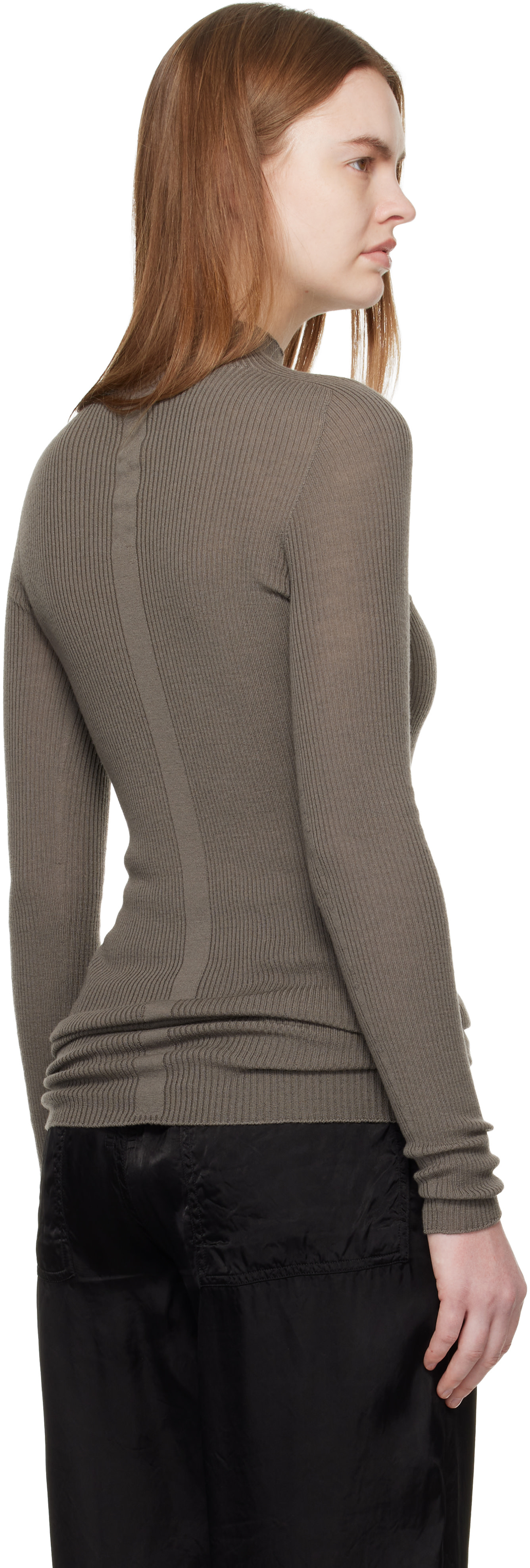 Rick Owens - Pull à manches longues gris à col cheminée - Temple