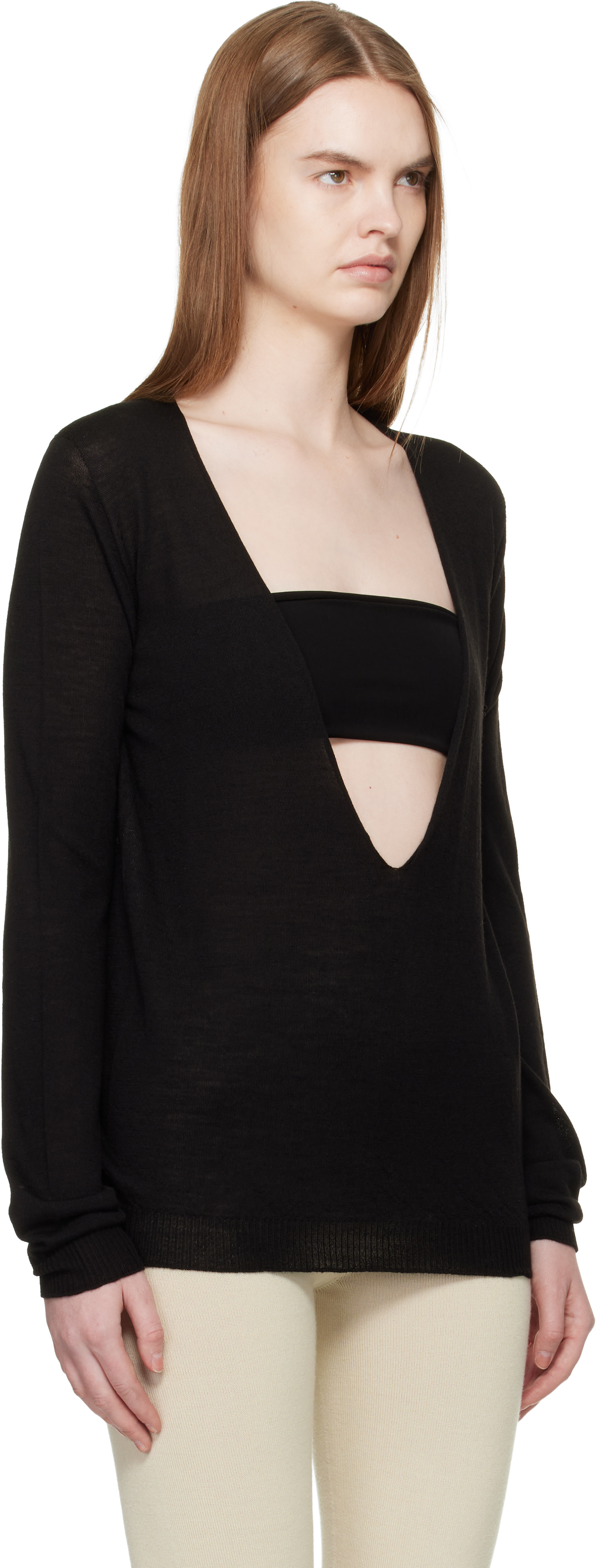 Rick Owens - Pull noir à col en V plongeant - Temple