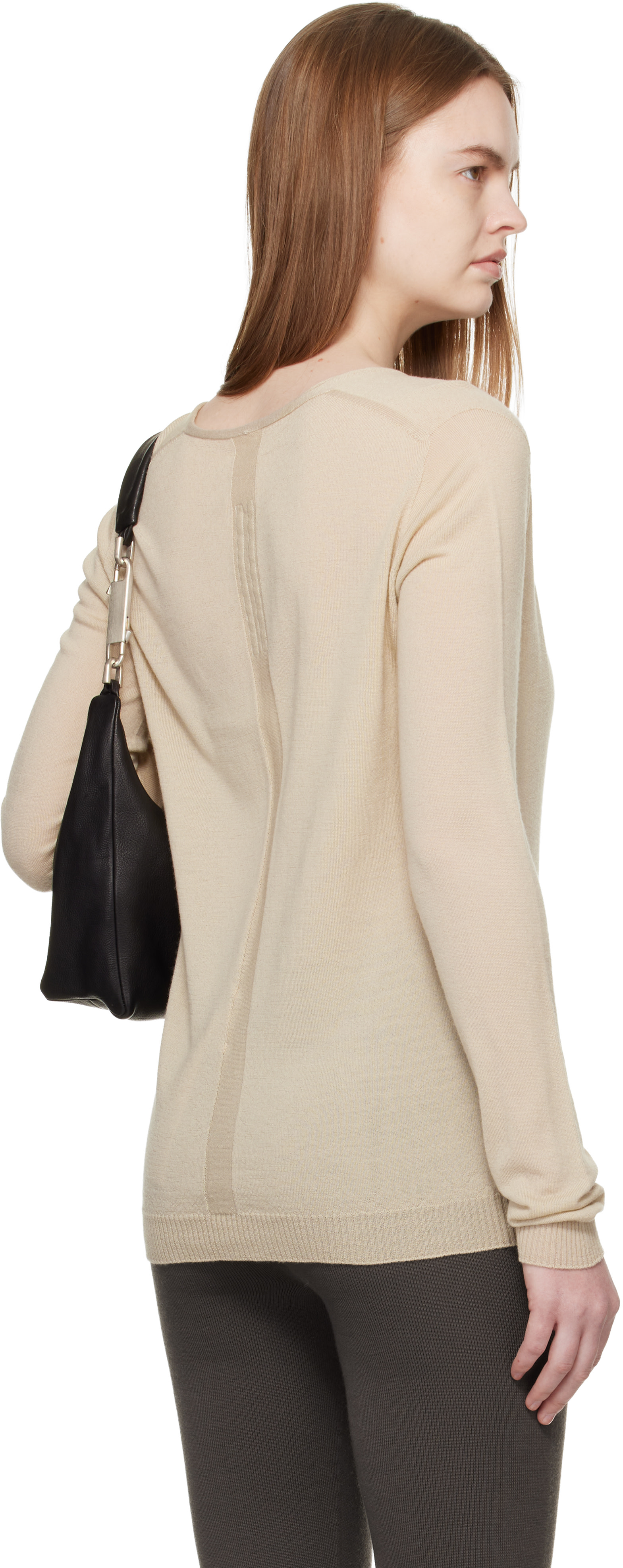 Rick Owens - Pull beige à col en V plongeant - Temple