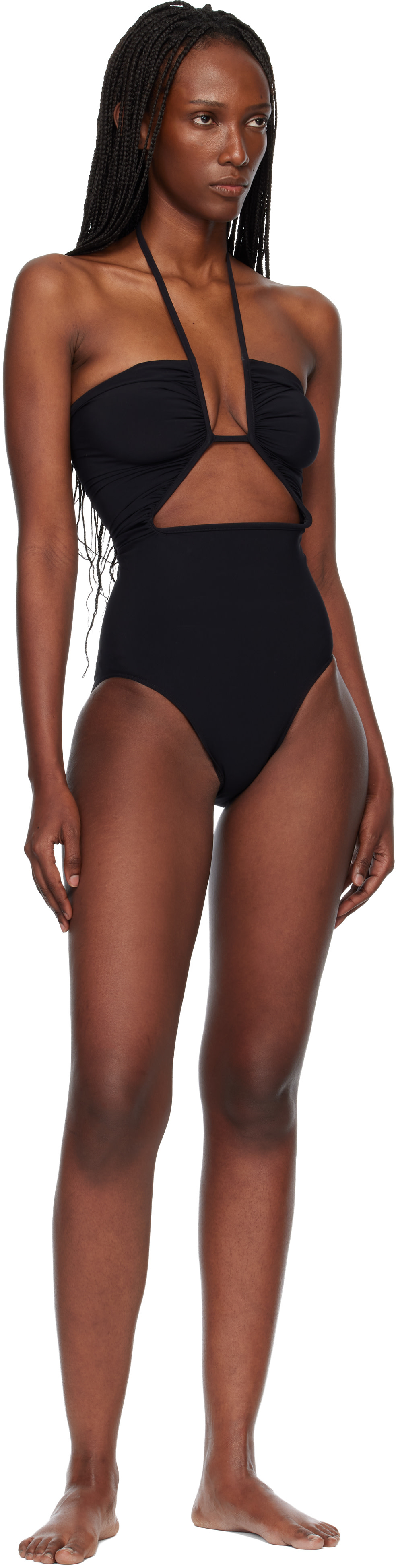 Rick Owens: Black Temple Prong Bather Swimsuit | SSENSE
