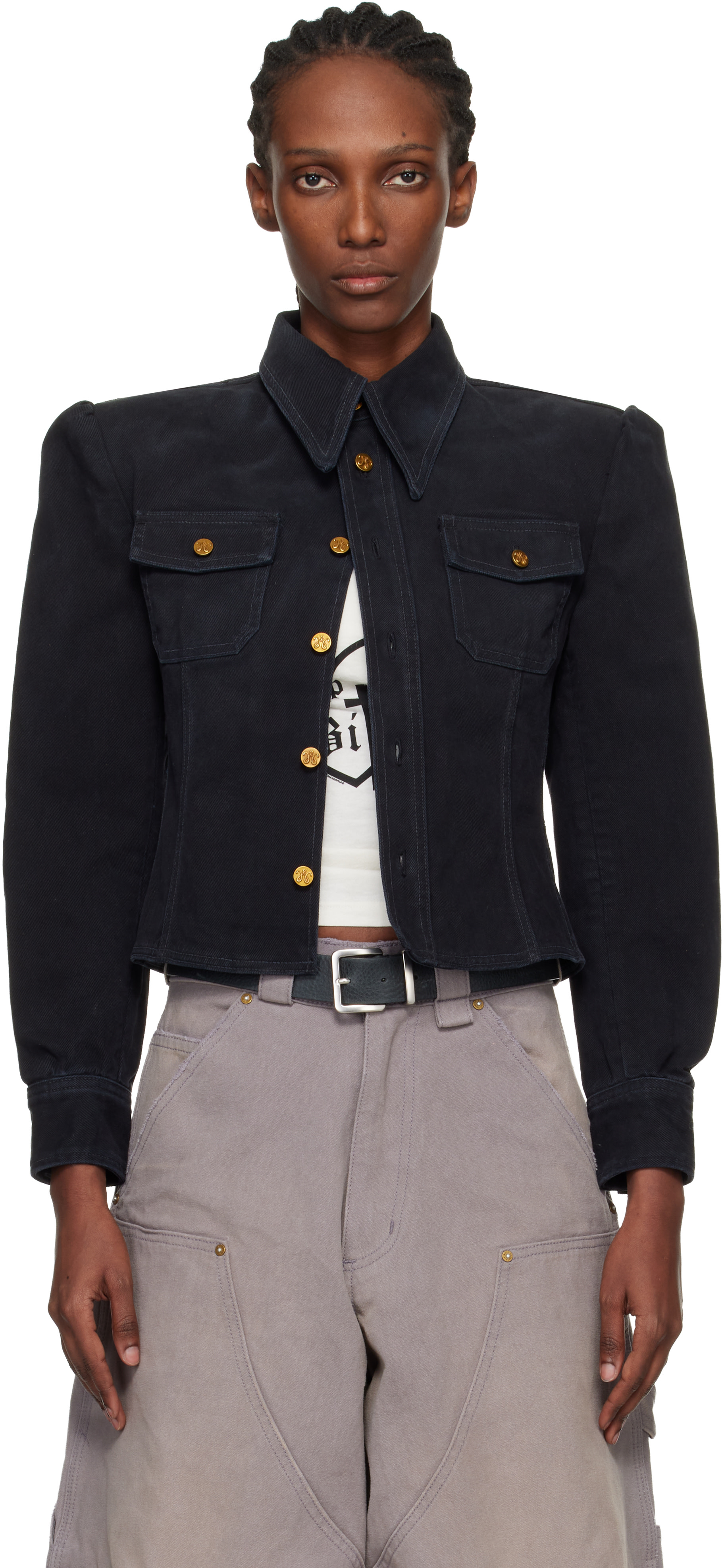 WILLY CHAVARRIA: Black Denim Chavela L/S Shirt | SSENSE Switzerland