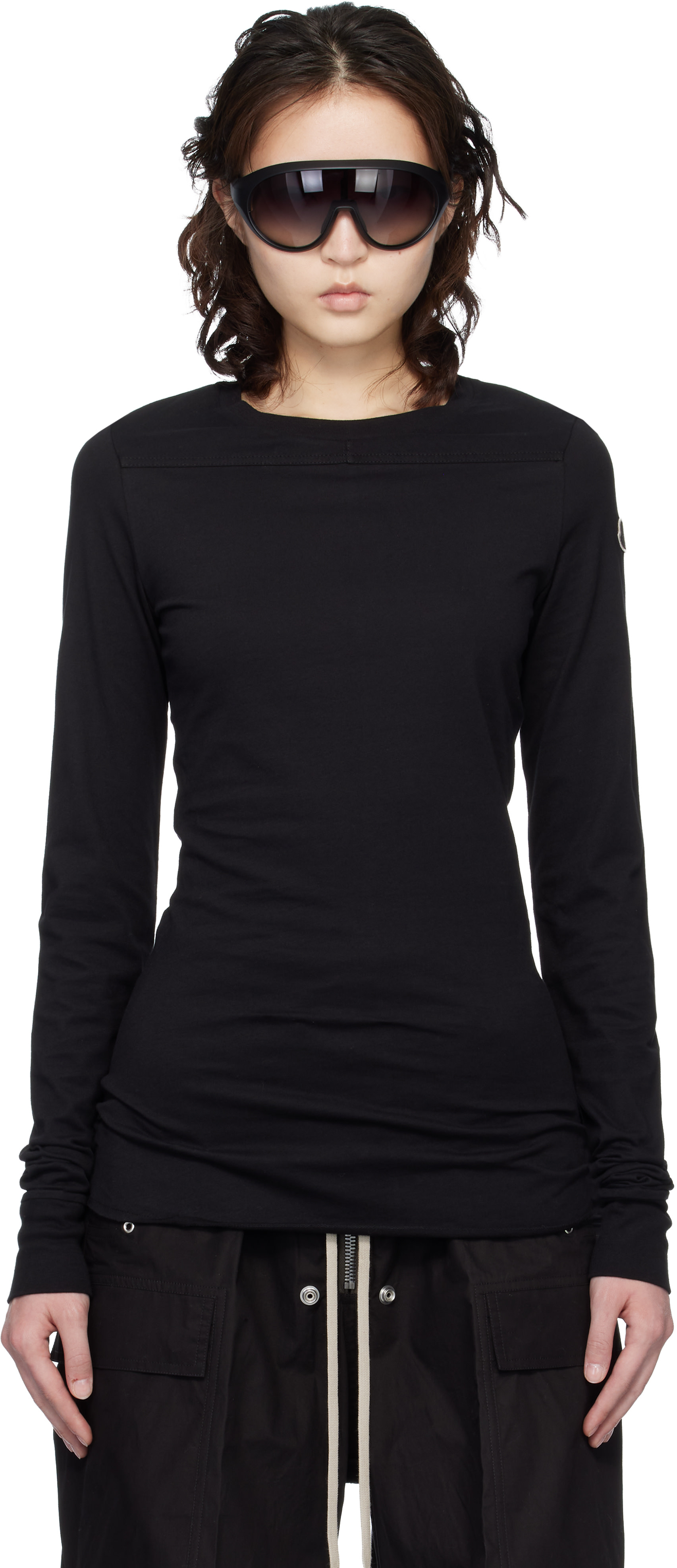 Rick Owens: Moncler + Rick Owens Black Girder LS T-shirt | SSENSE
