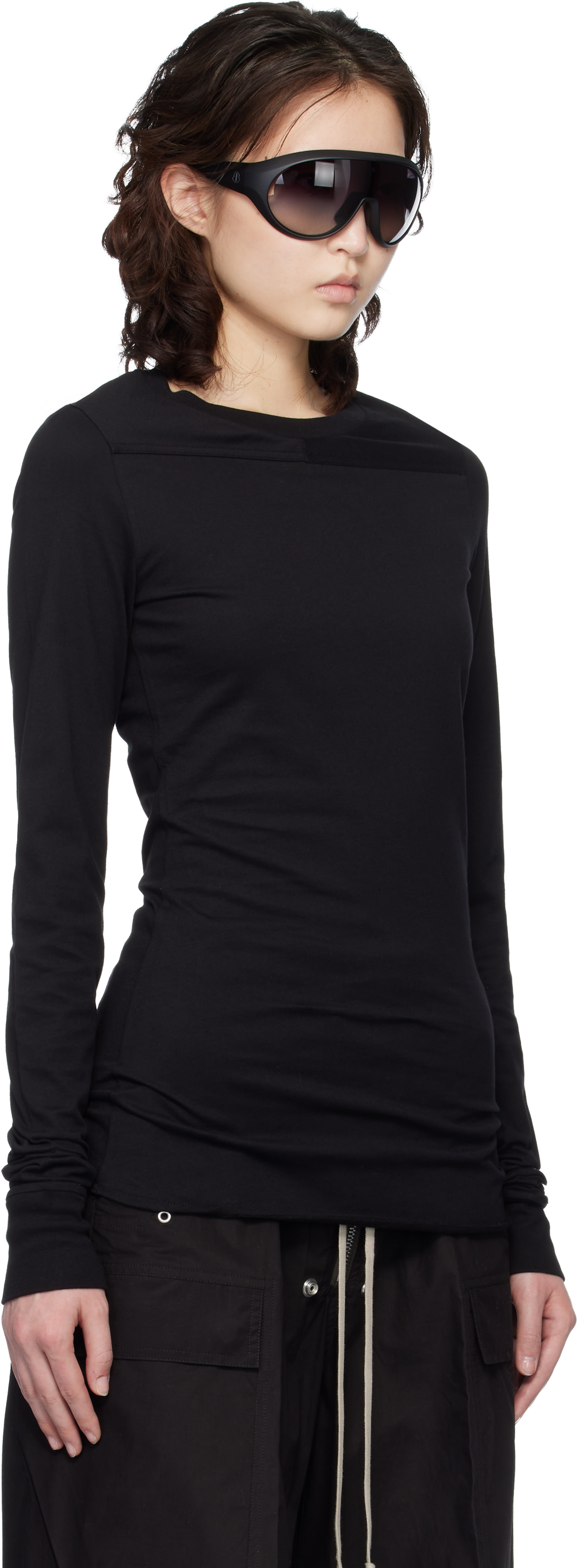 Rick Owens: Moncler + Rick Owens ブラック Girder 長袖Tシャツ
