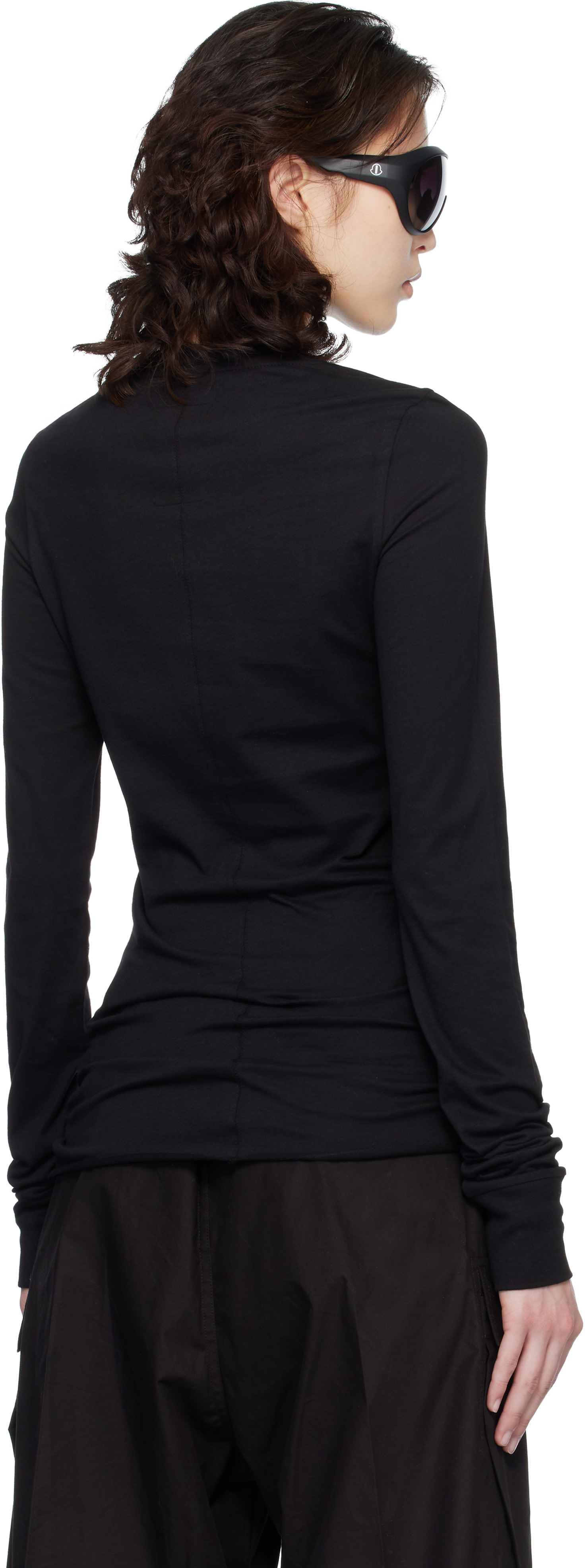 Rick Owens: Moncler + Rick Owens ブラック Girder 長袖Tシャツ