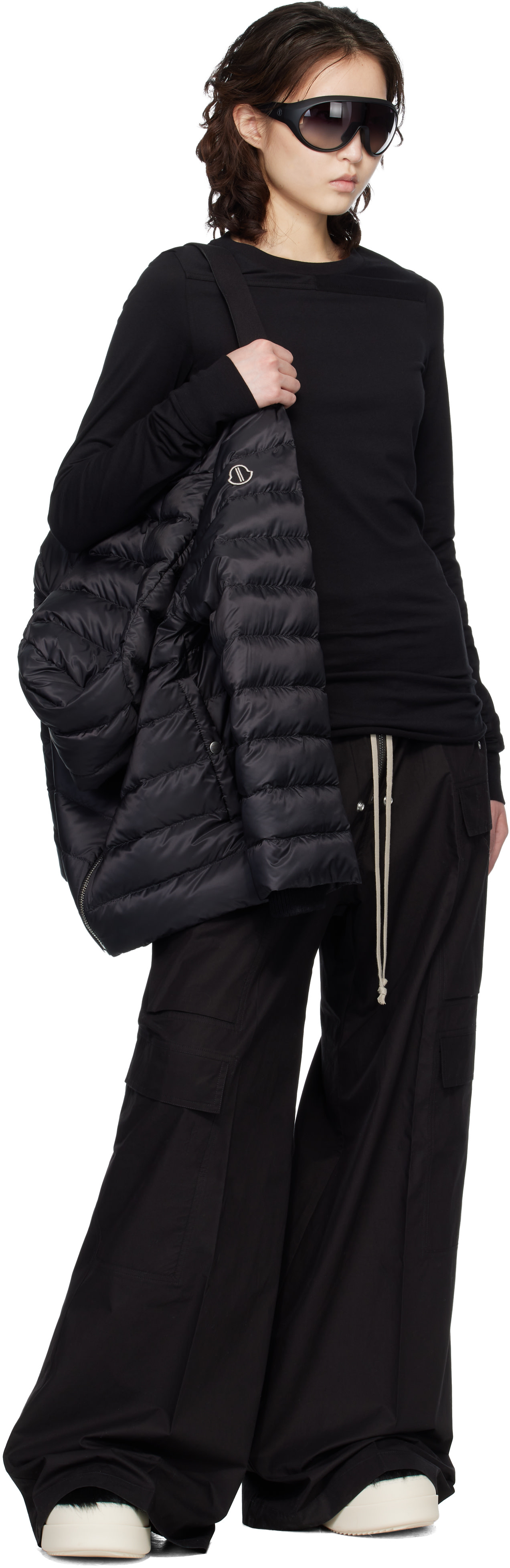 Rick Owens: Moncler + Rick Owens ブラック Girder 長袖Tシャツ