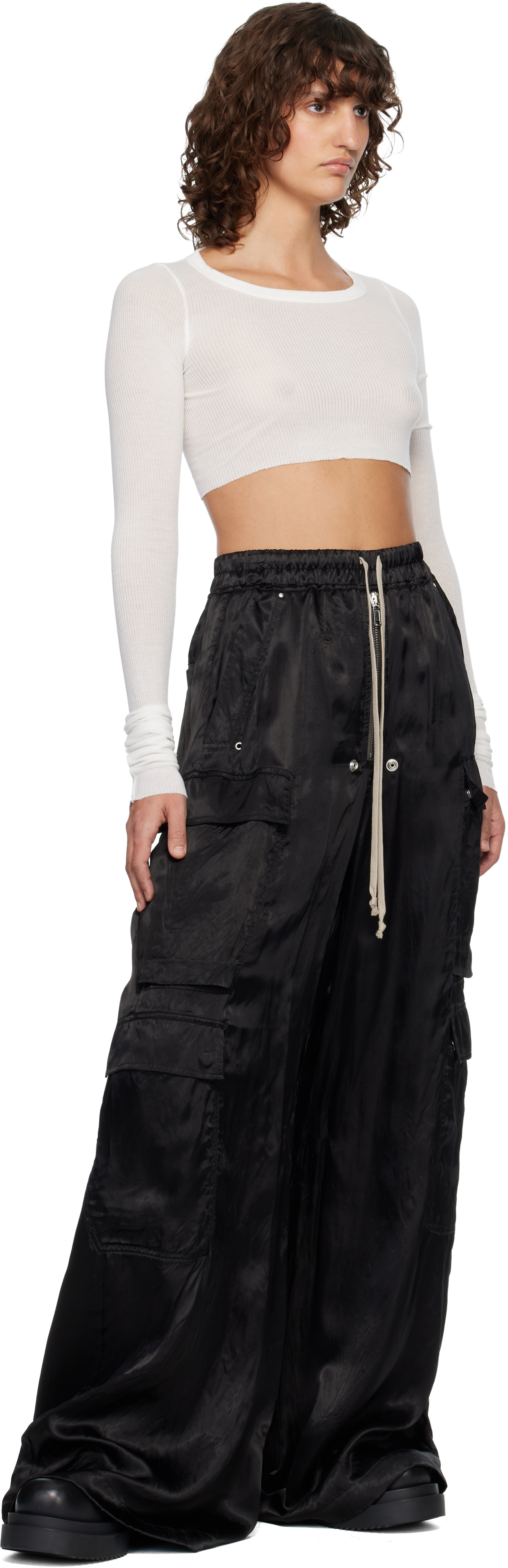 Rick Owens: Off-White LS Crop T-shirt | SSENSE