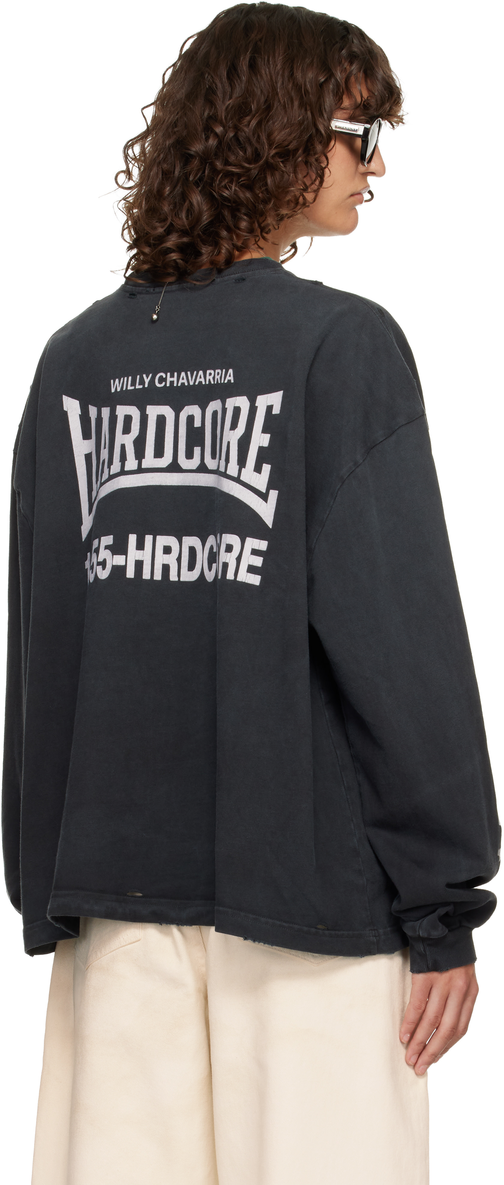 WILLY CHAVARRIA: Black 'Hardcore' Buffalo L/S T-shirt | SSENSE