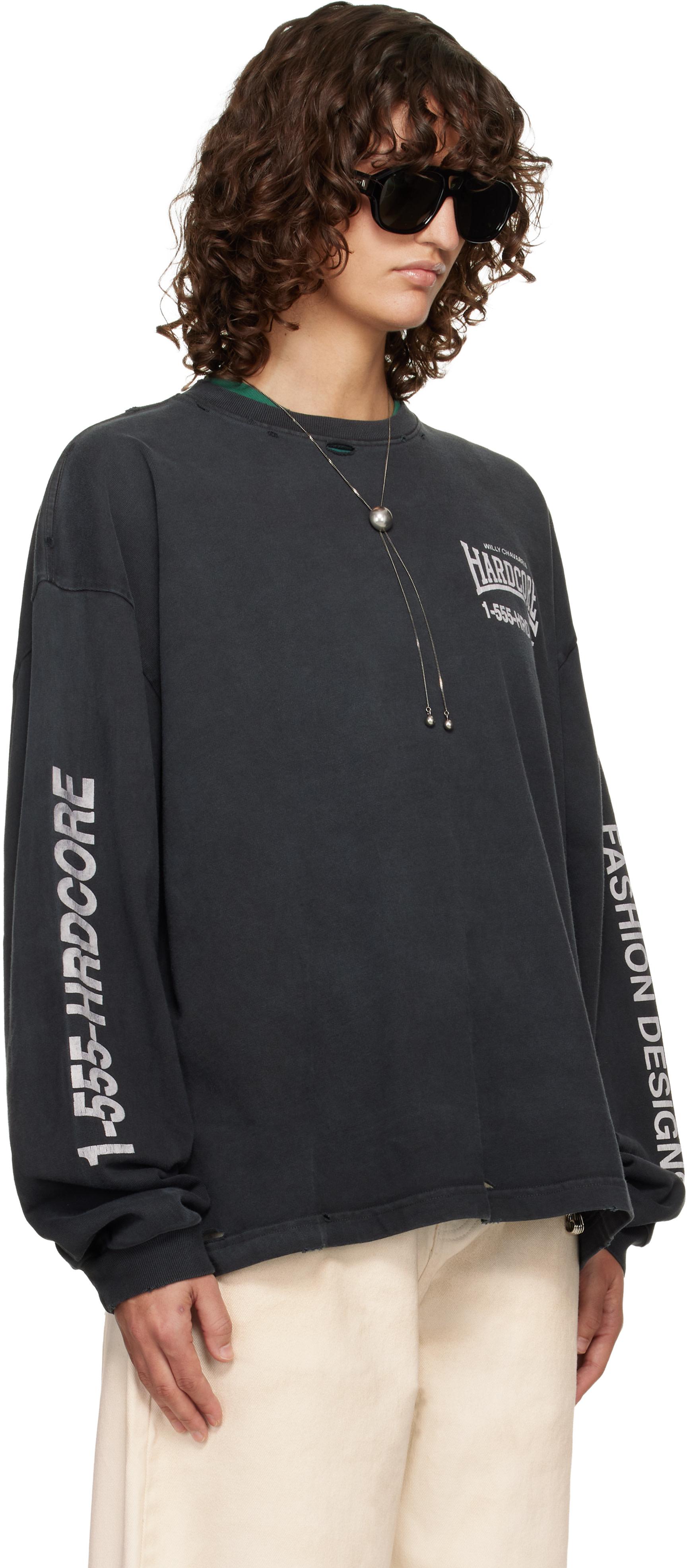 WILLY CHAVARRIA: Black 'Hardcore' Buffalo L/S T-shirt | SSENSE