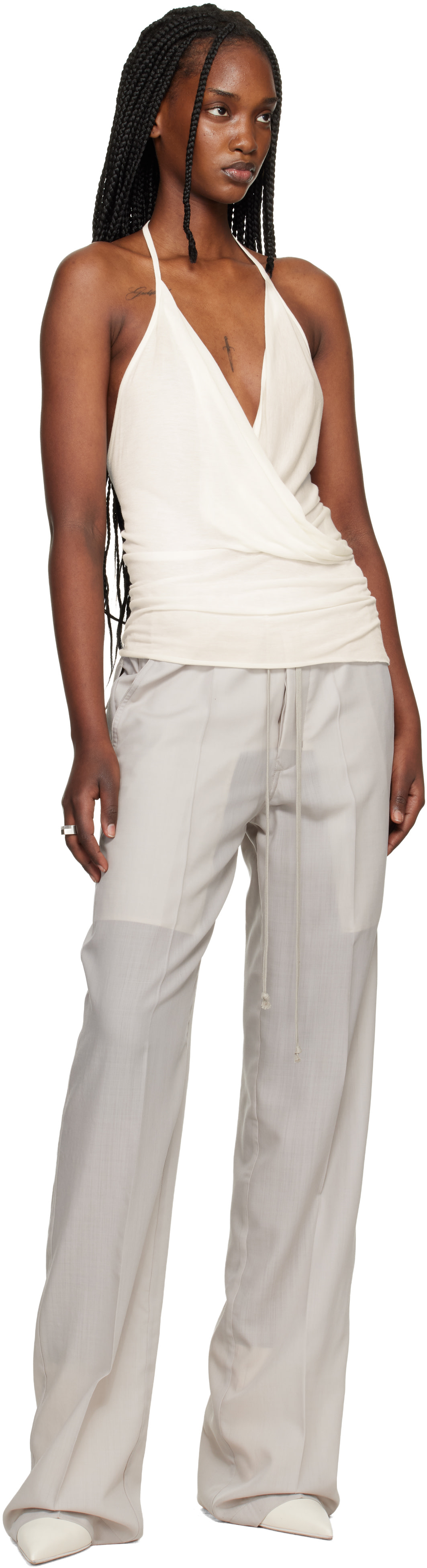 Rick Owens: Off-White Temple Draped Top | SSENSE