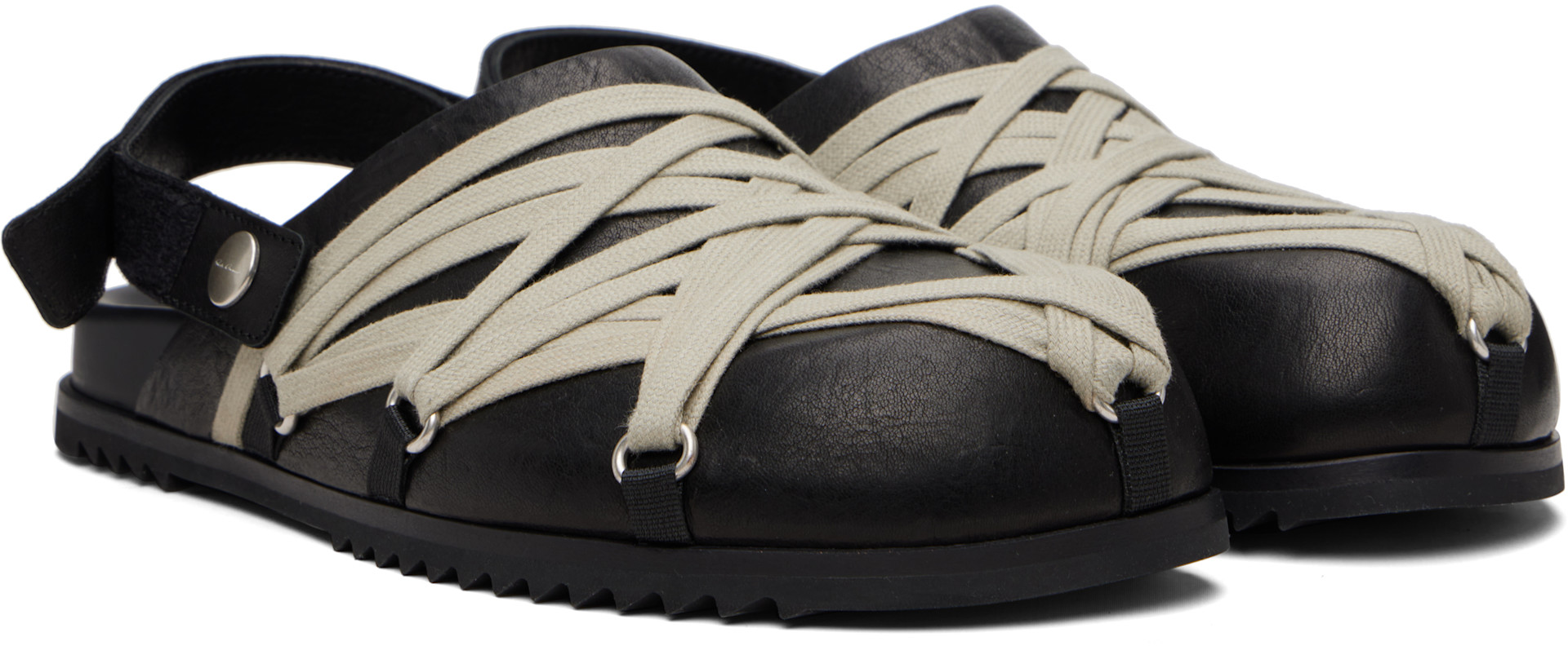 Rick Owens: Black Temple Megalace Mule Granola Loafers | SSENSE