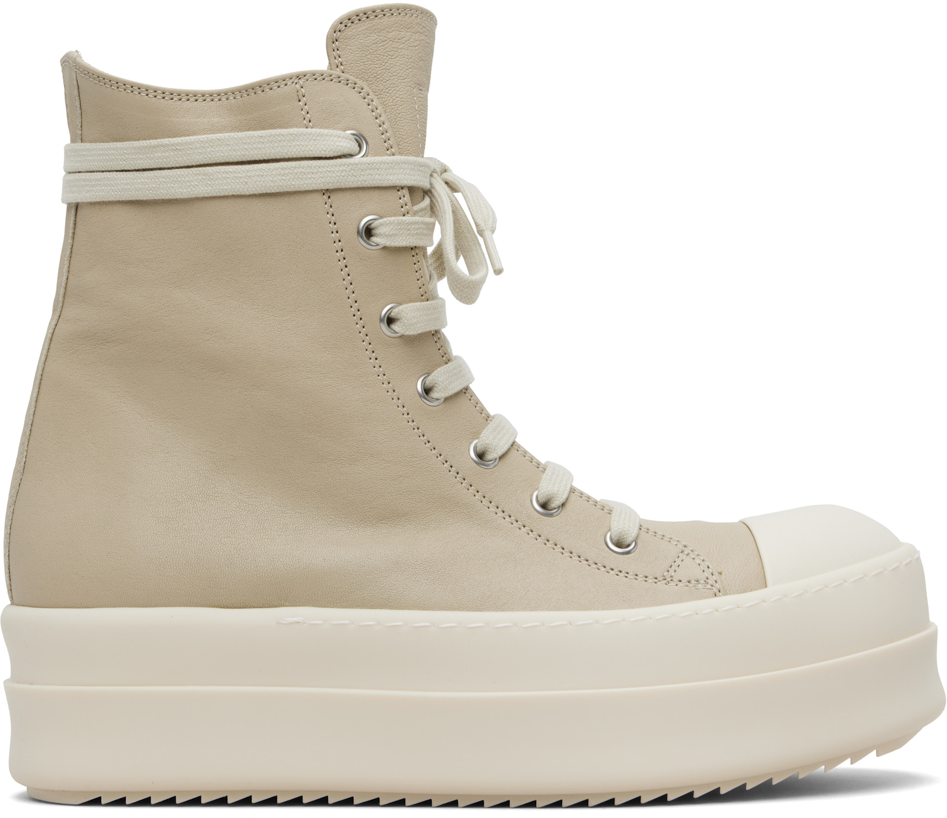 Rick Owens - Baskets beiges à plateforme Mega Bumper