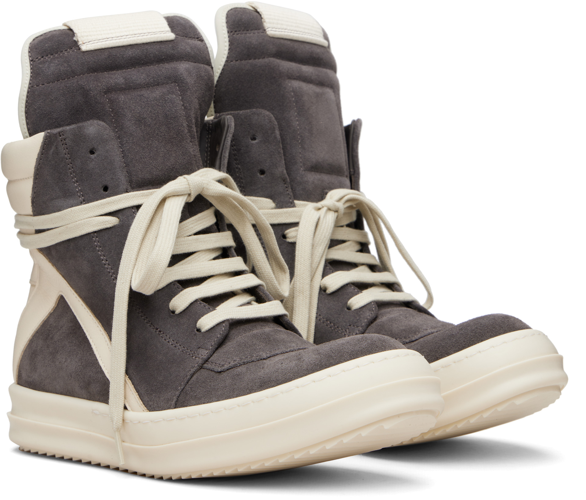 Rick Owens: Gray Temple Geobasket Sneakers | SSENSE
