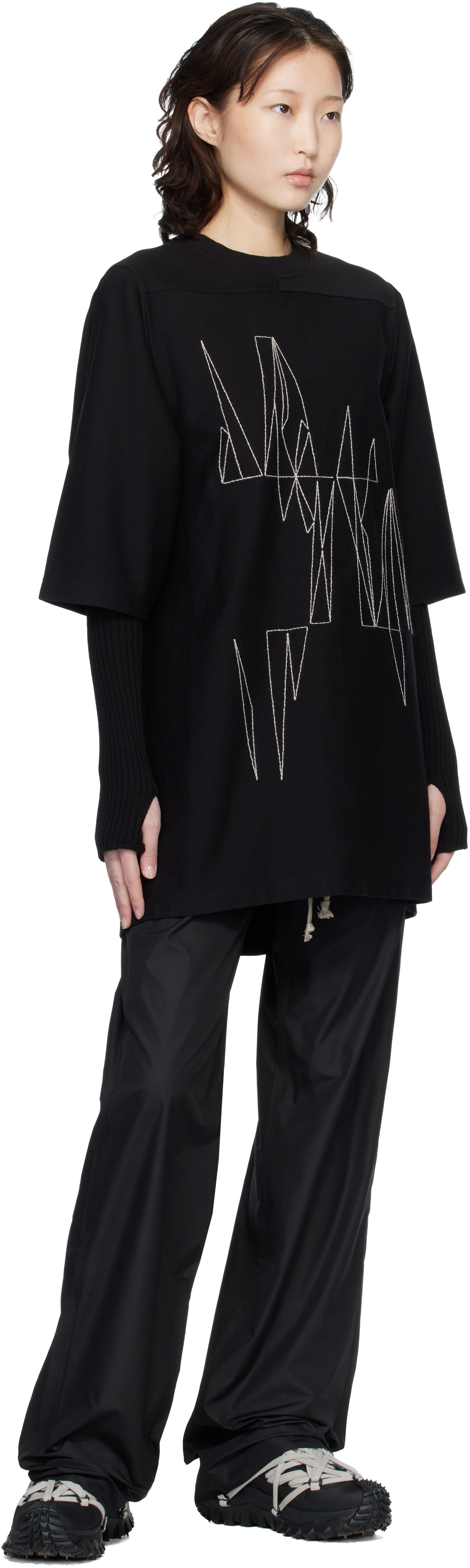 Rick Owens: Moncler + Rick Owens Black Trailgrip Megalace Sneakers