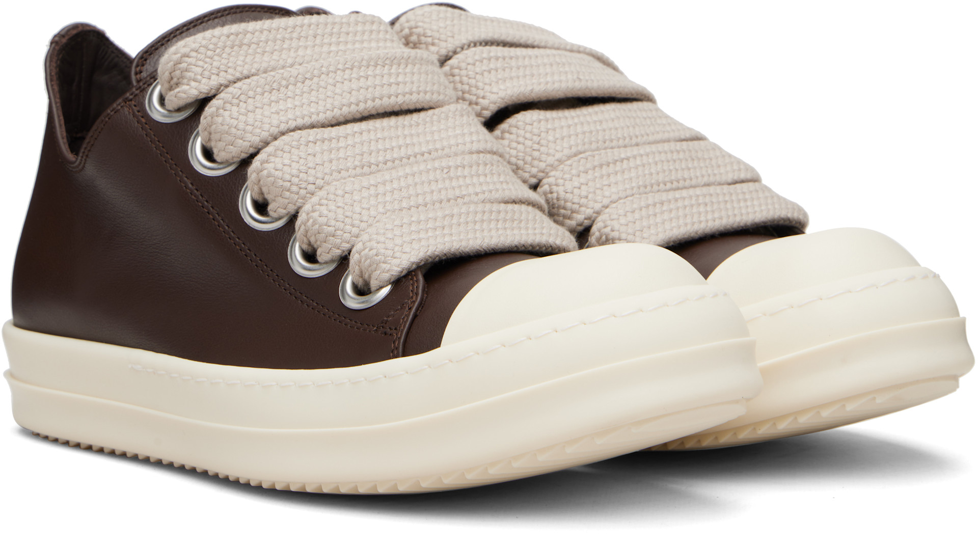 Rick Owens: Brown Temple Jumbolace Low Sneakers | SSENSE