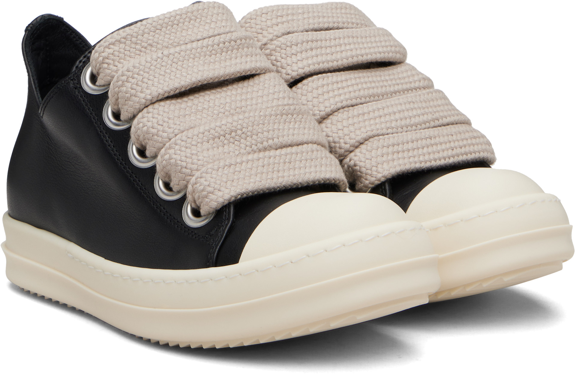 Rick Owens: Black Temple Jumbolace Low Sneakers | SSENSE