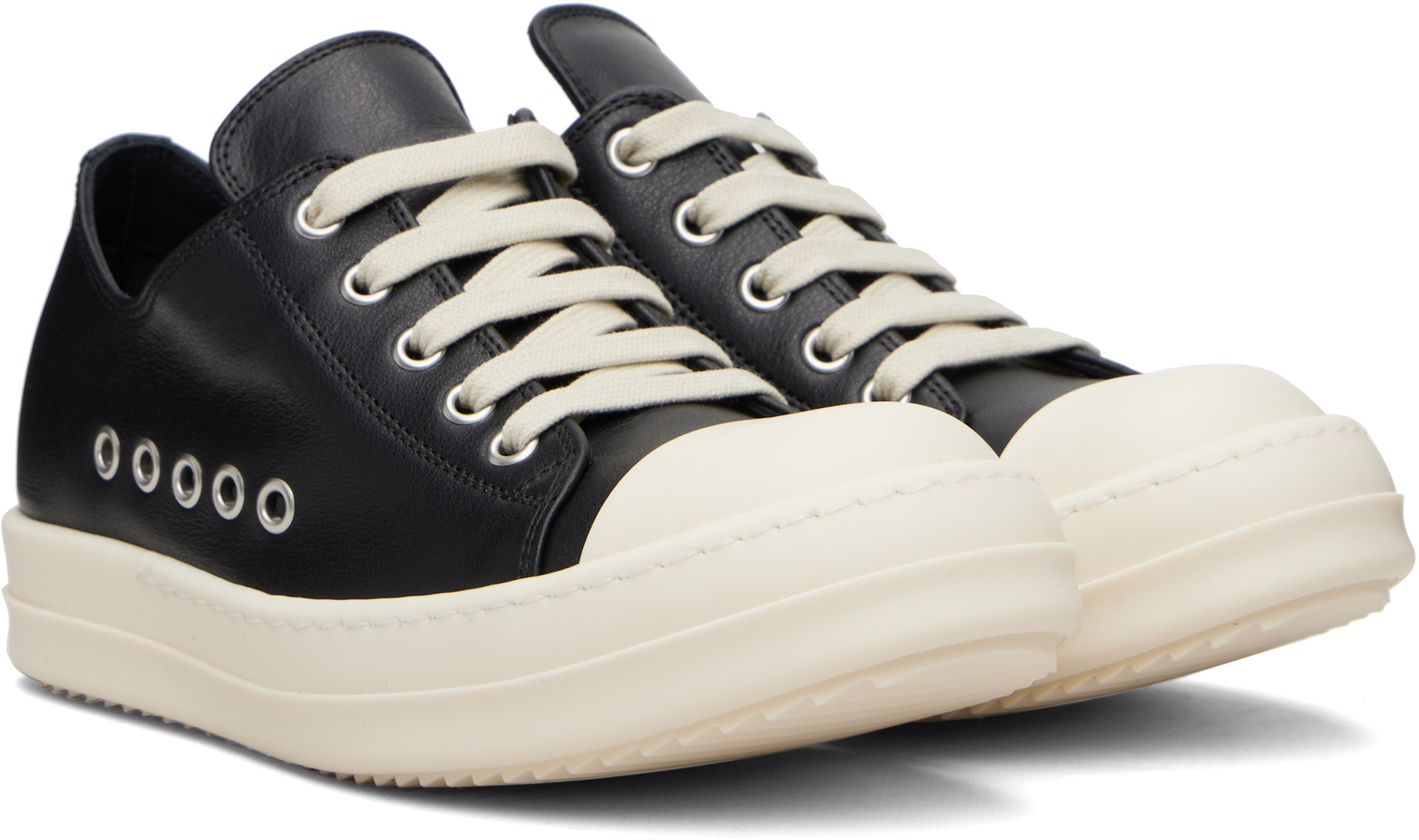 Rick Owens - Baskets basses Extreme noires - Temple