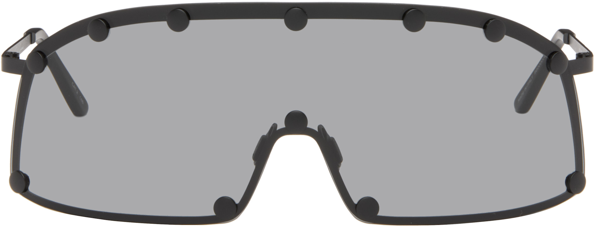 Rick Owens: Black Temple Shielding Sunglasses | SSENSE