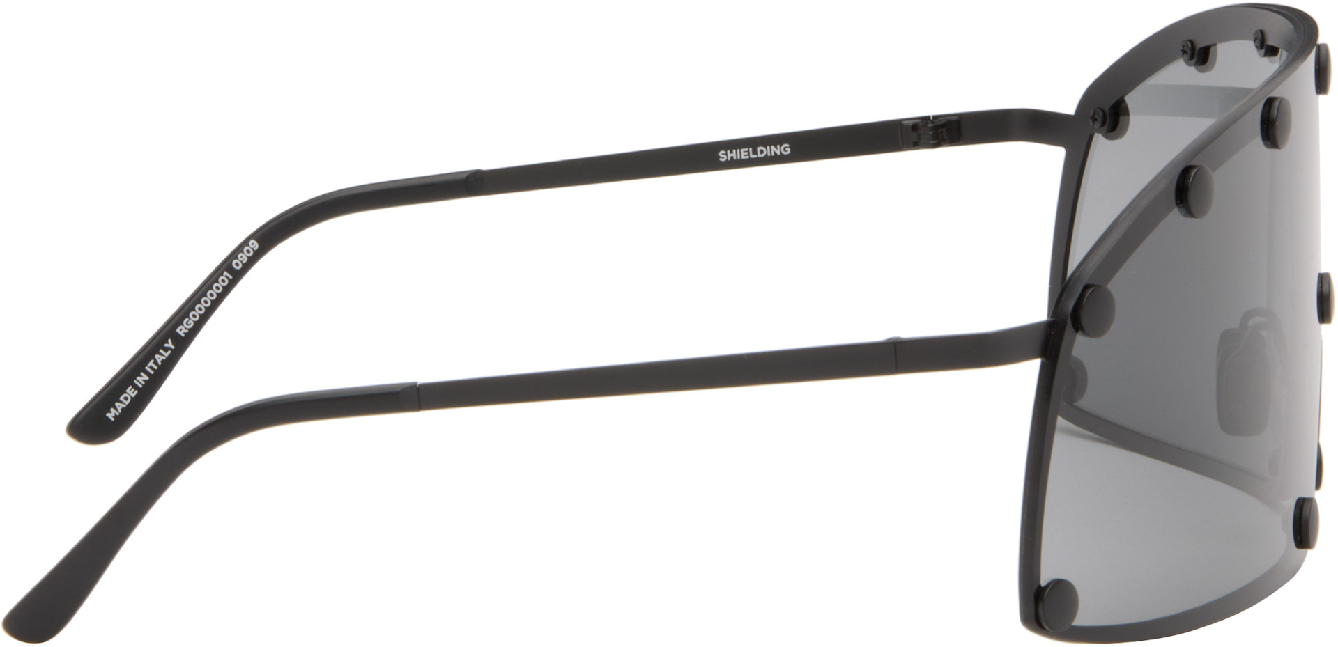 Rick Owens: Black Temple Shielding Sunglasses | SSENSE