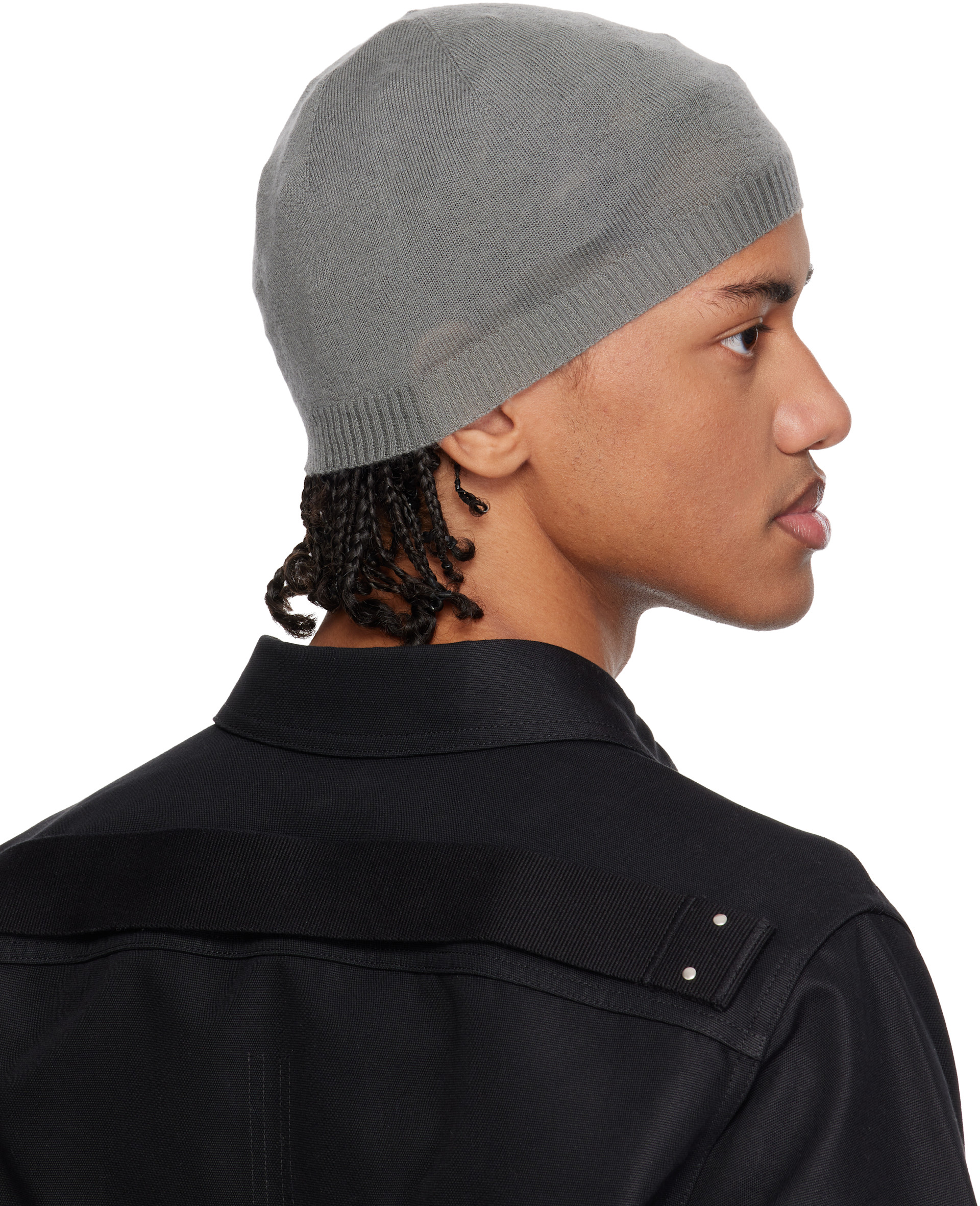 Rick Owens: Gray Temple Rasato Knit Beanie | SSENSE New Zealand