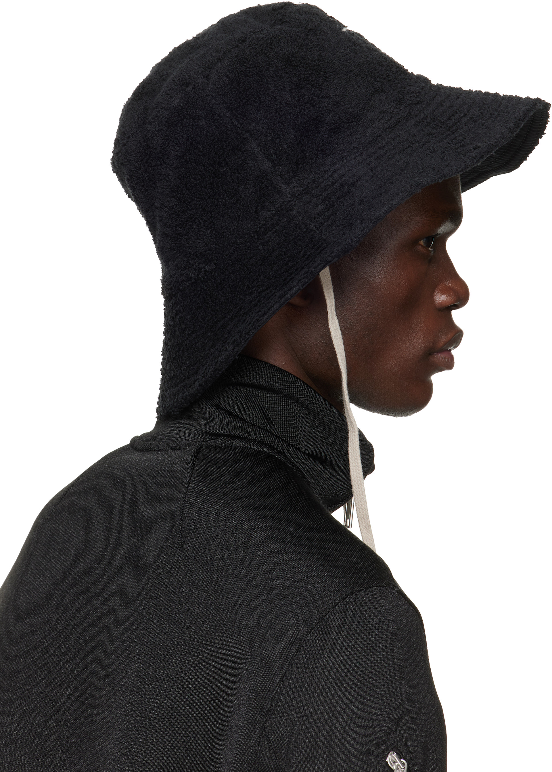 Rick Owens: Black Temple Beach Hat | SSENSE Rick Owens: Black Temple Beach Hat | SSENSE