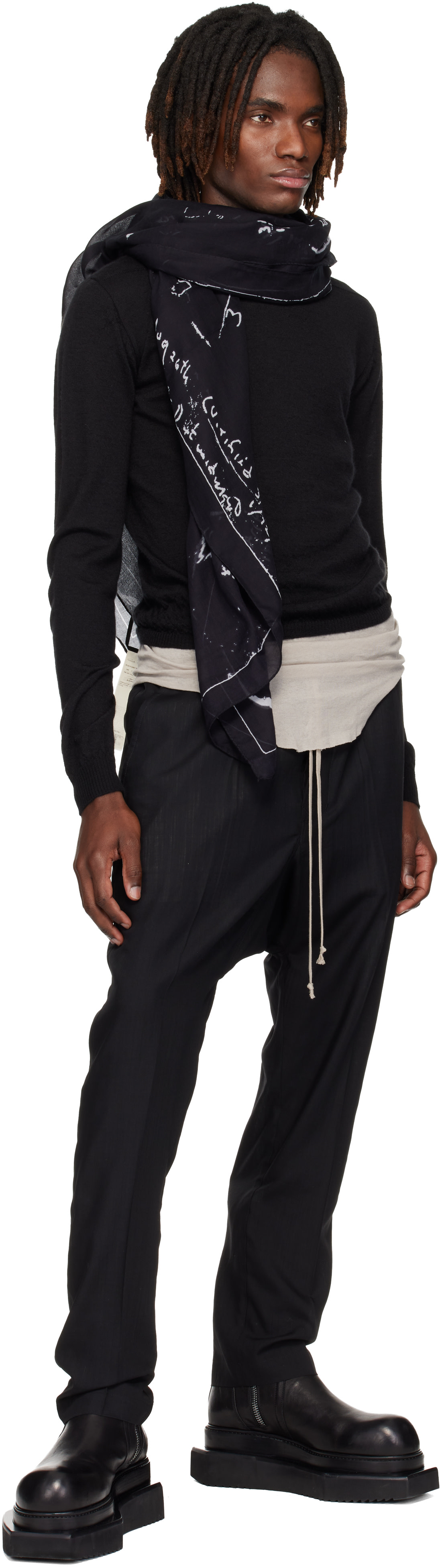 Rick Owens: Black Temple Pino Astro Scarf | SSENSE