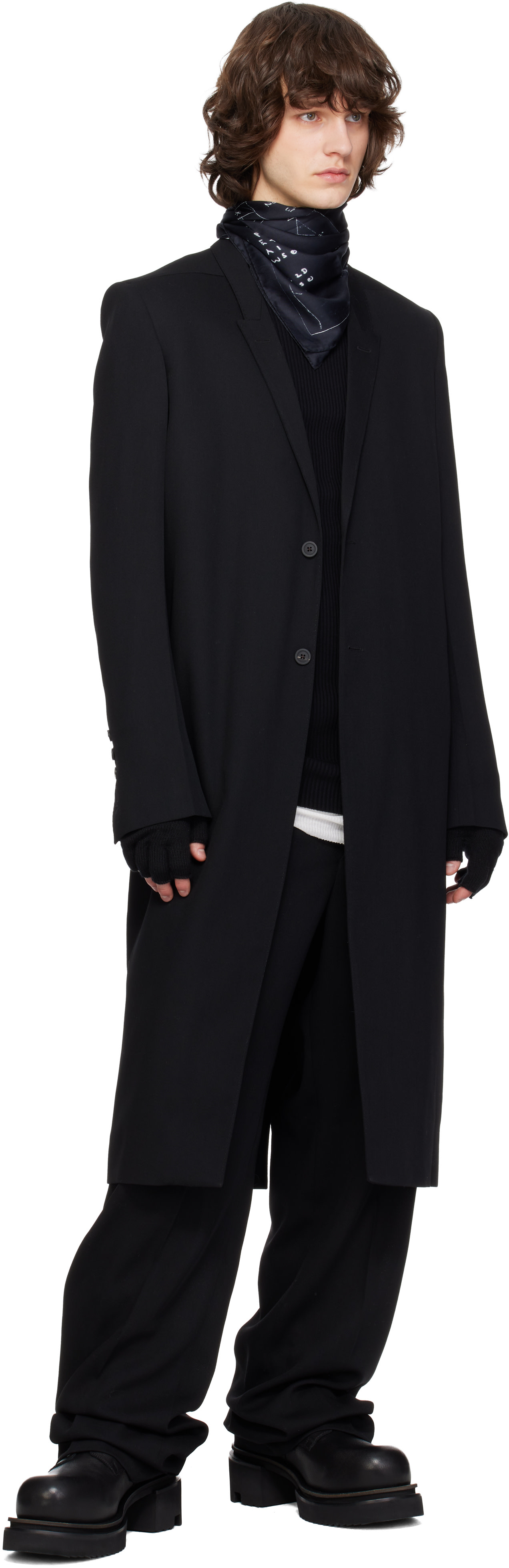 Rick Owens: Black Temple Printed Astro Scarf | SSENSE Rick Owens: Black Temple Printed Astro Scarf | SSENSE