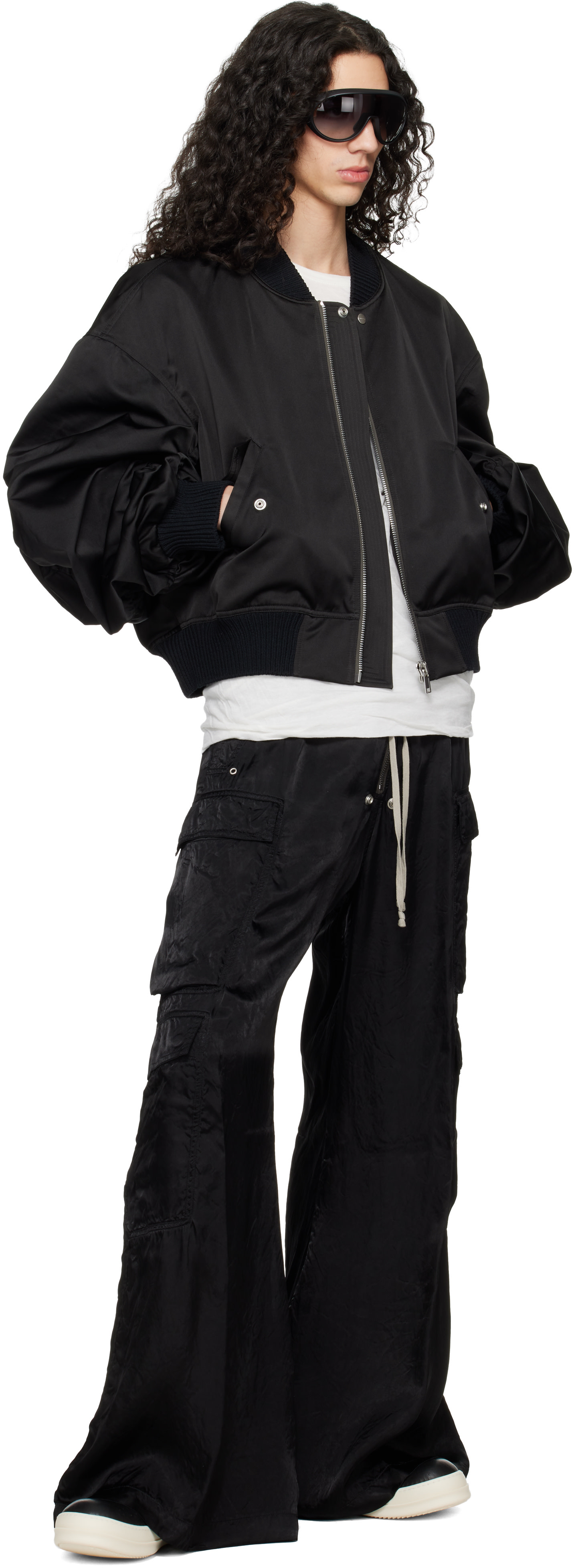 Rick Owens: ブラック Temple Secchia フライトジャケット | SSENSE 日本