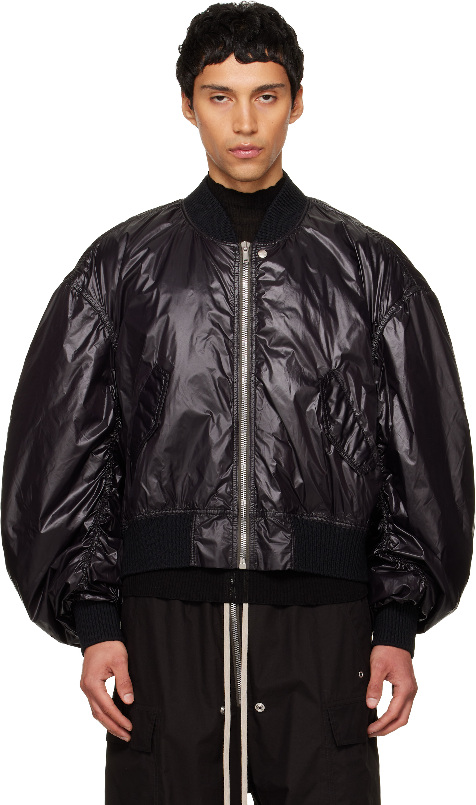 Rick Owens: ブラック Temple Secchia Flight ボンバージャケット