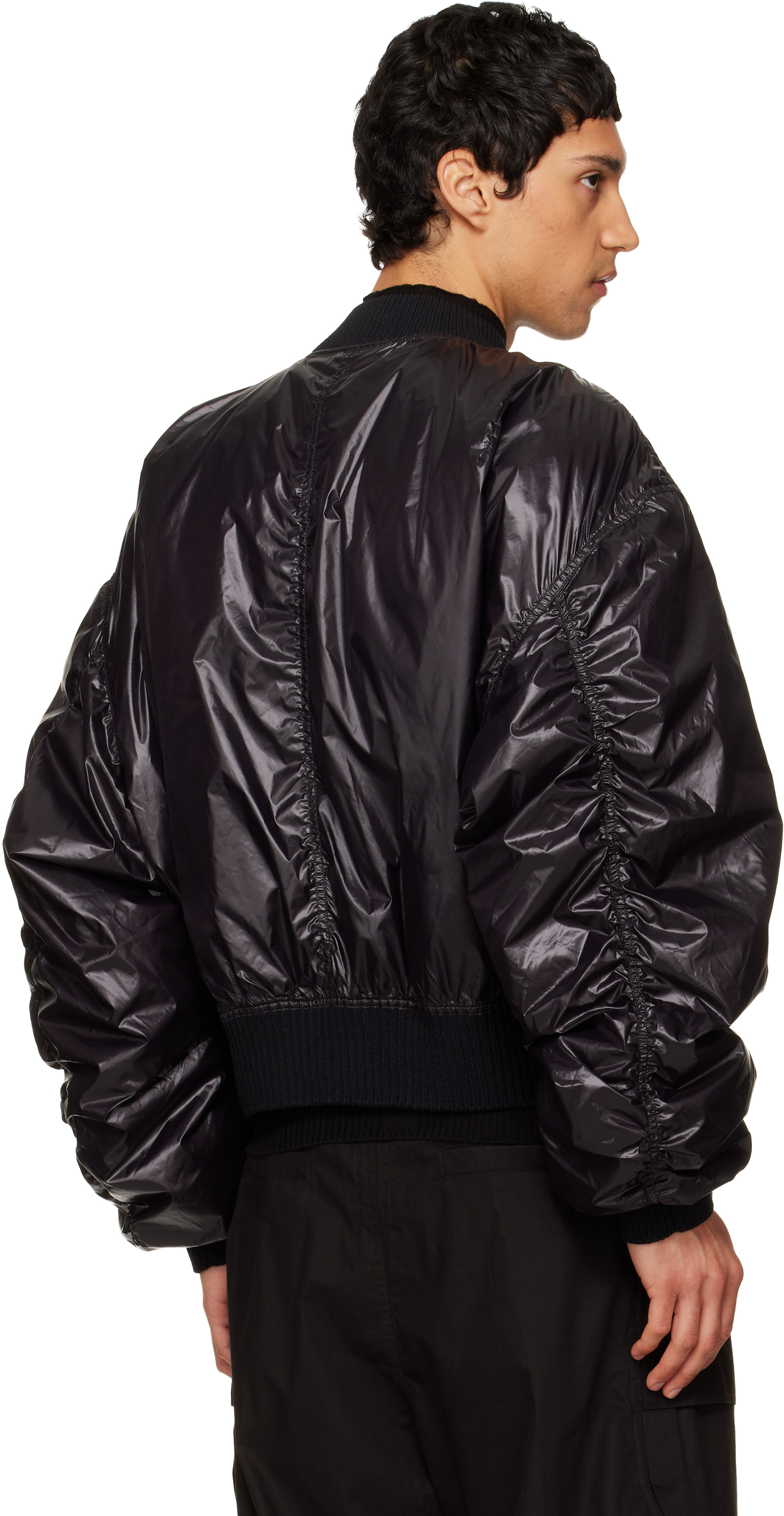 Rick Owens: Black Temple Secchia Flight Bomber Jacket | SSENSE