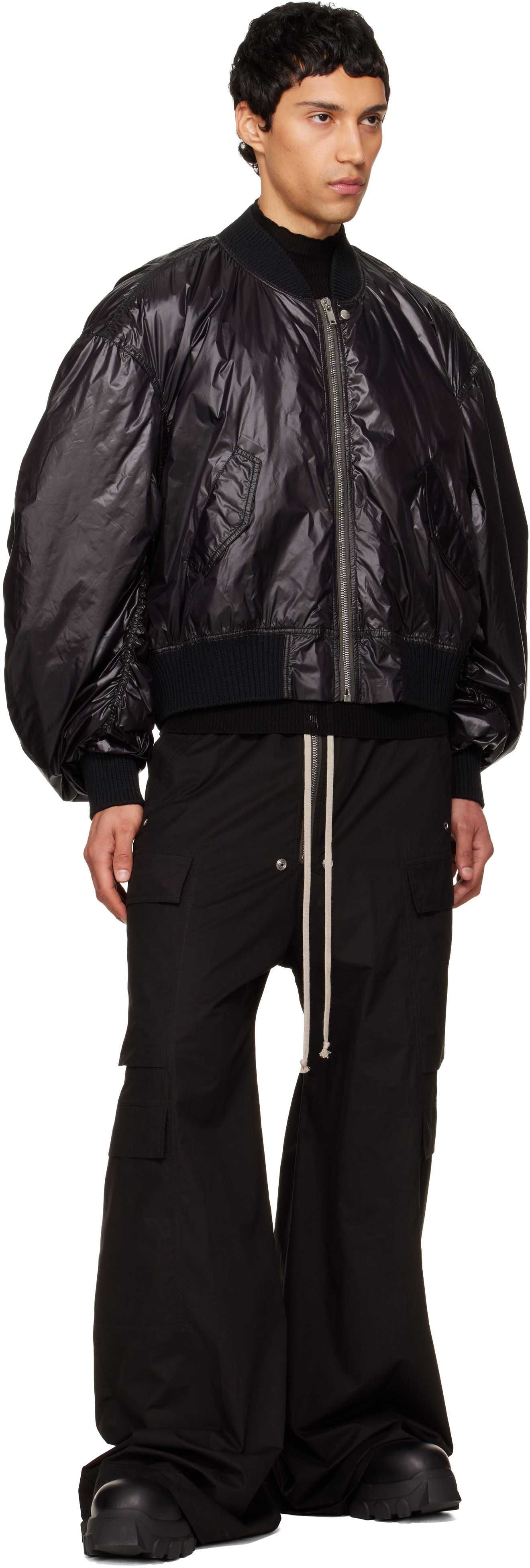 Rick Owens: Black Temple Secchia Flight Bomber Jacket | SSENSE