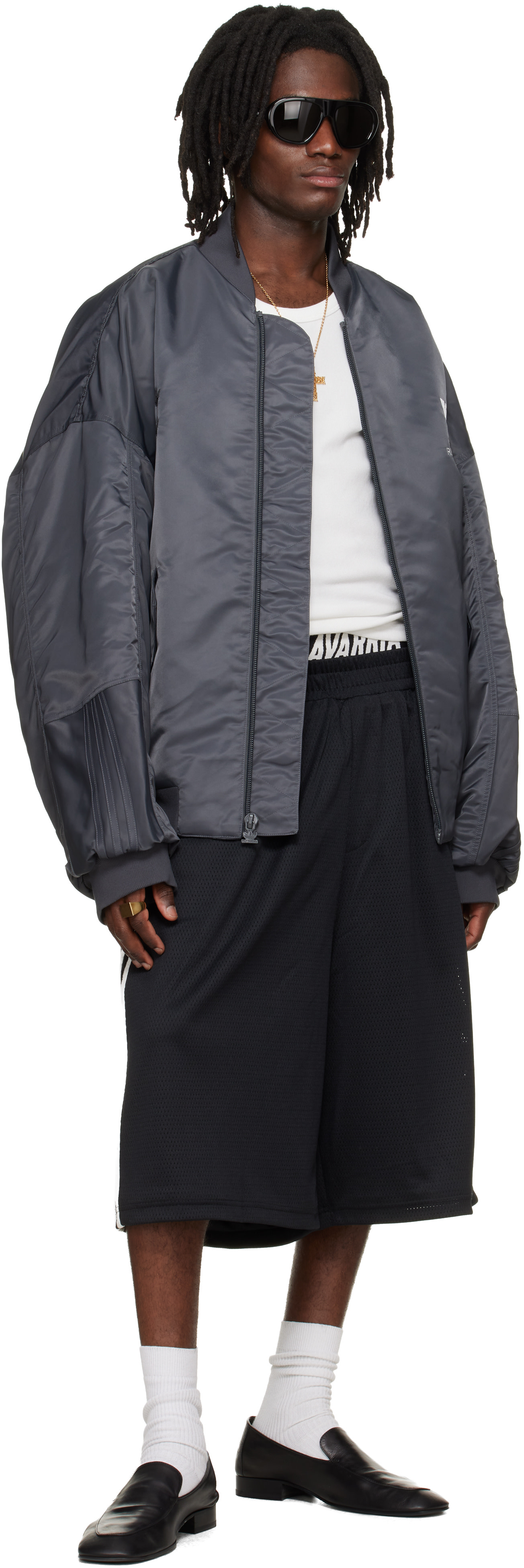 WILLY CHAVARRIA サテンジャケット WILLY CHAVARRIA: グレー adidas Originalsエディション サテン