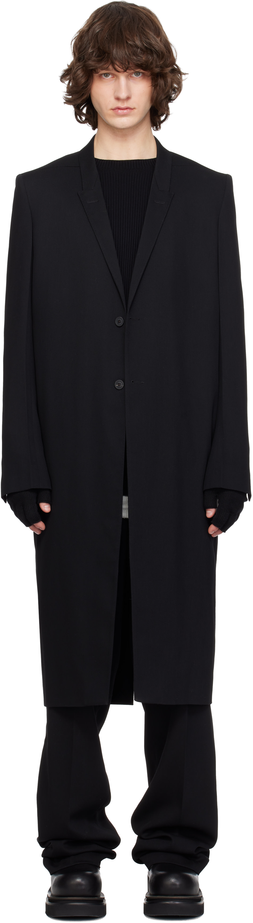 Rick Owens: Black Temple Concordian Coat | SSENSE