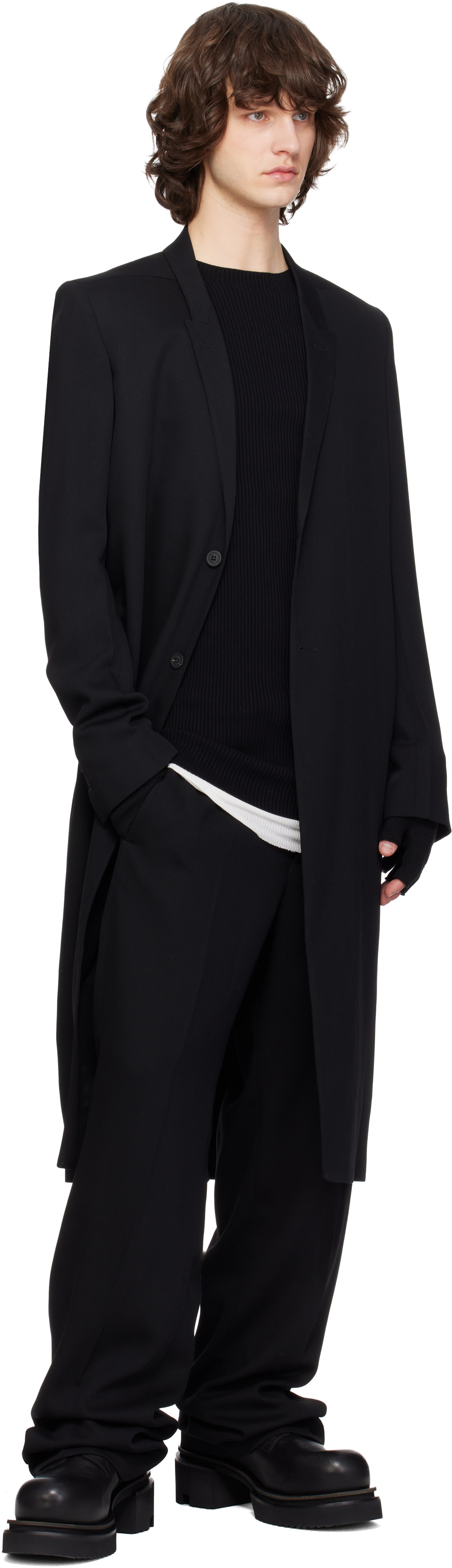 Rick Owens: Black Temple Concordian Coat | SSENSE