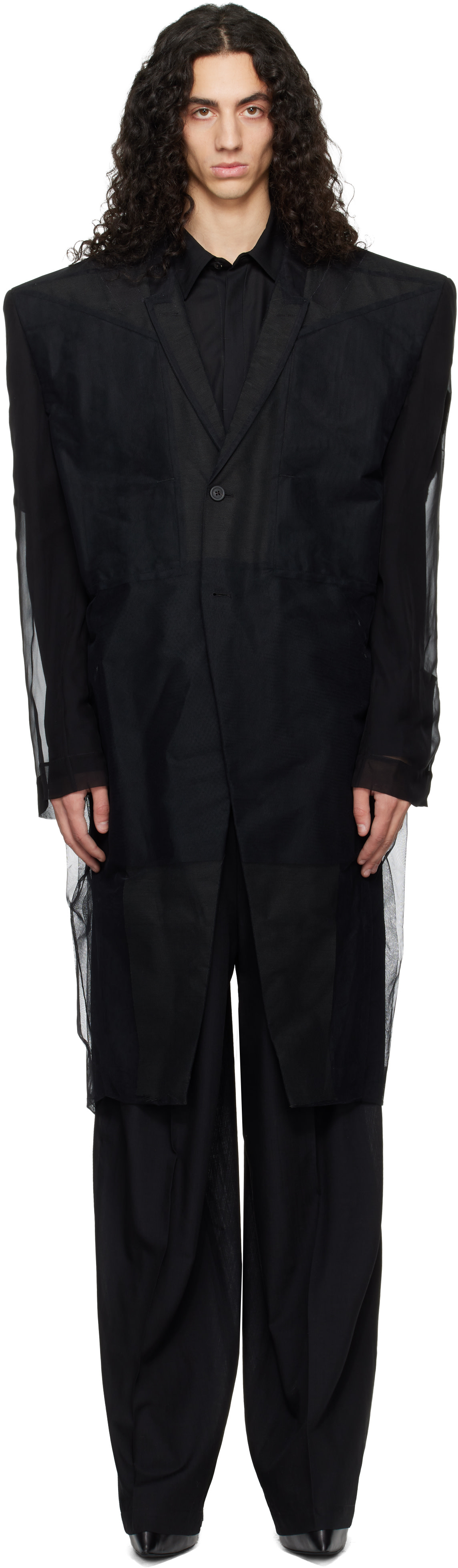 Rick Owens: Black Temple Ricks Tatlin Coat | SSENSE