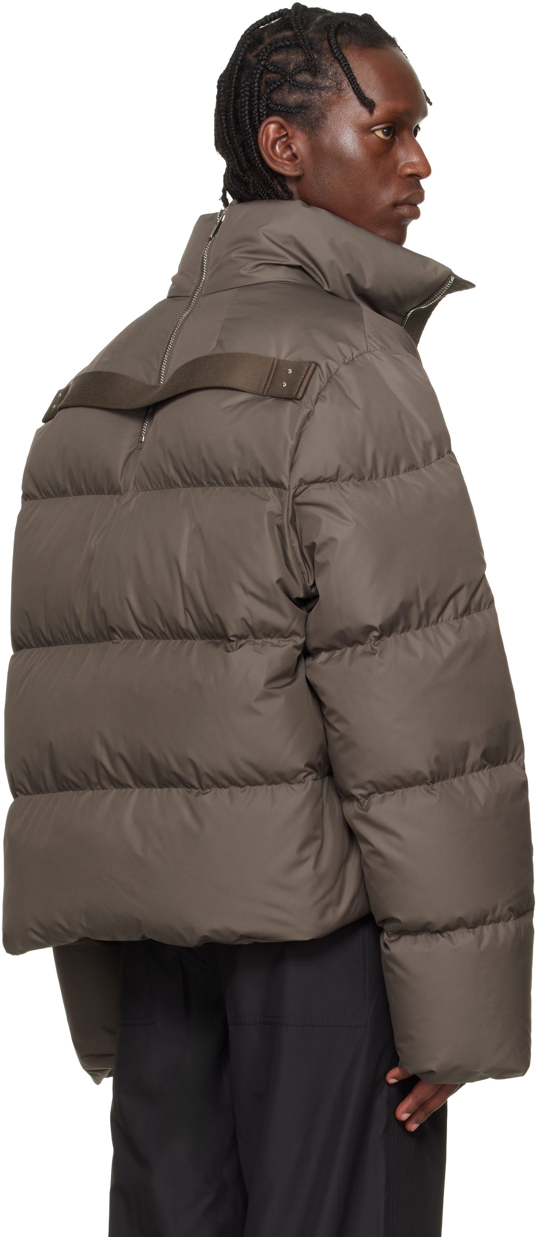 Rick Owens: Moncler + Rick Owens Gray Cyclopic Down Jacket | SSENSE