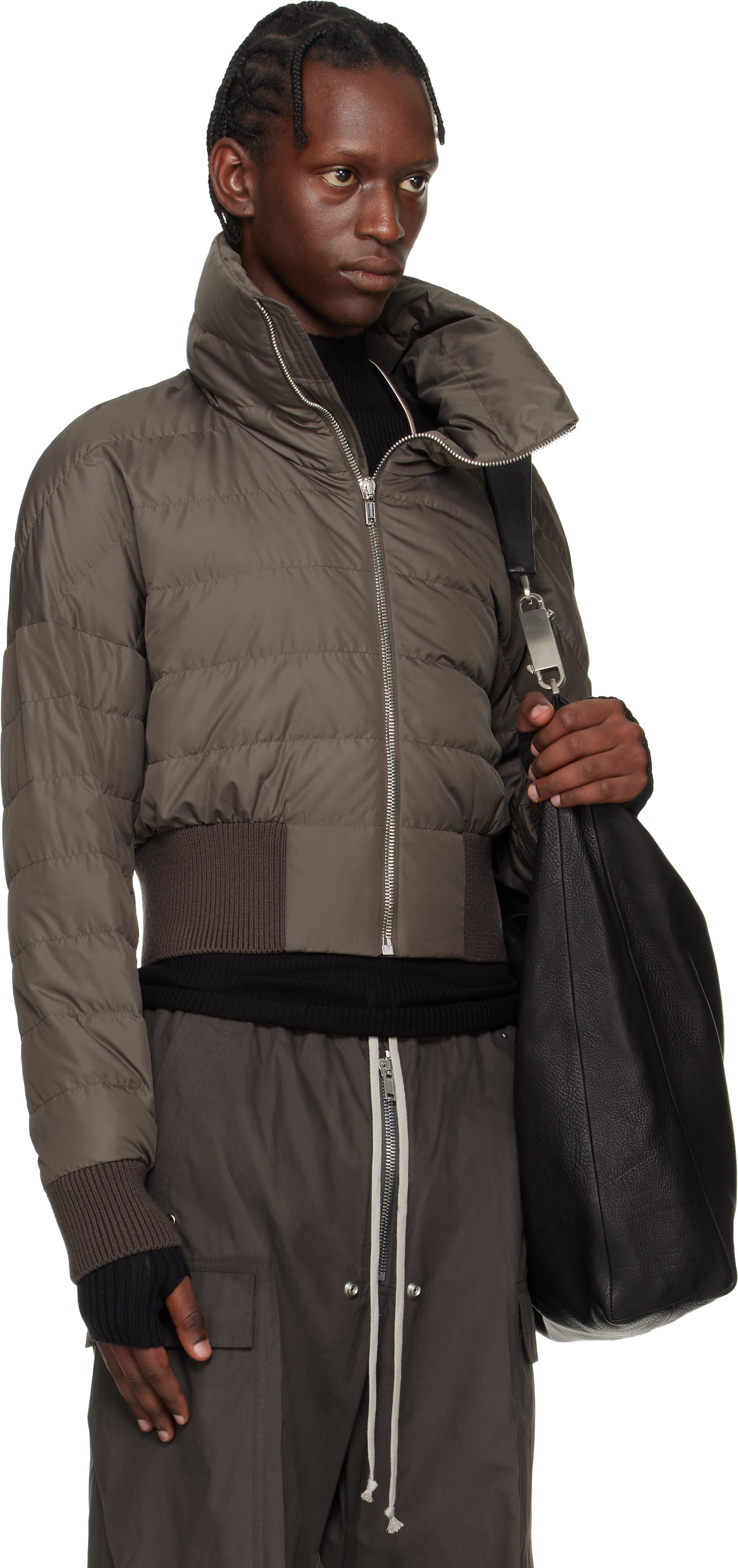 Rick Owens - Moncler + Rick Owens 그레이 크롭 다운 재킷