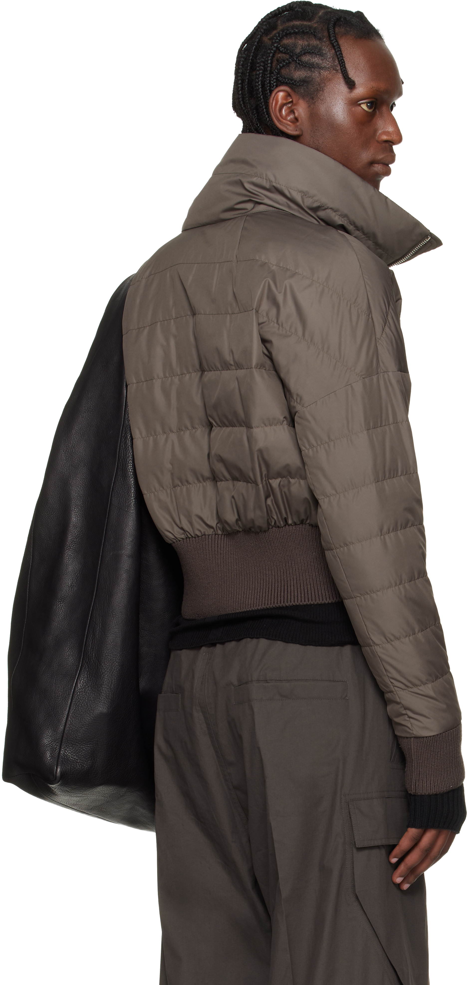 Rick Owens - Moncler + Rick Owens 그레이 크롭 다운 재킷