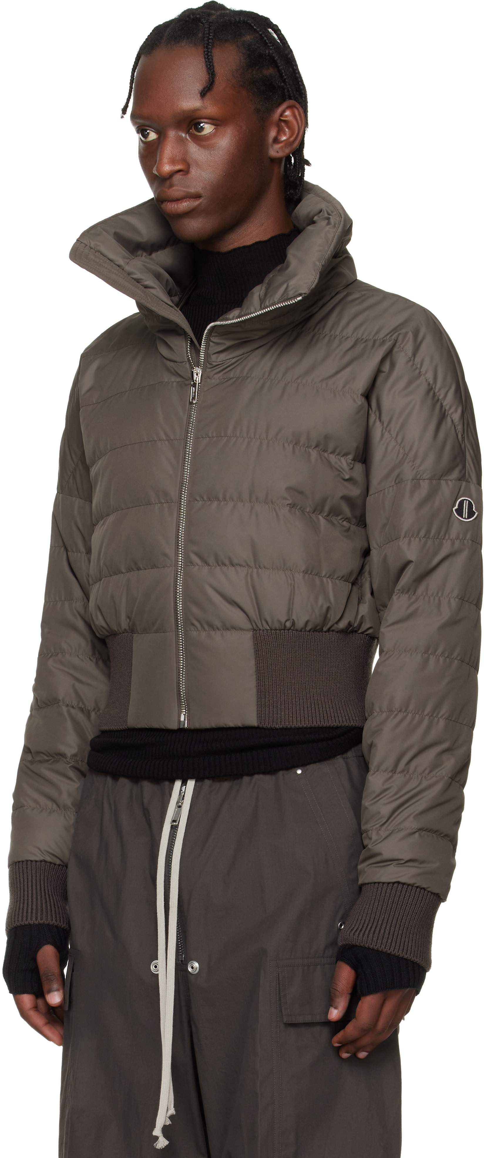 Rick Owens - Moncler + Rick Owens 그레이 크롭 다운 재킷