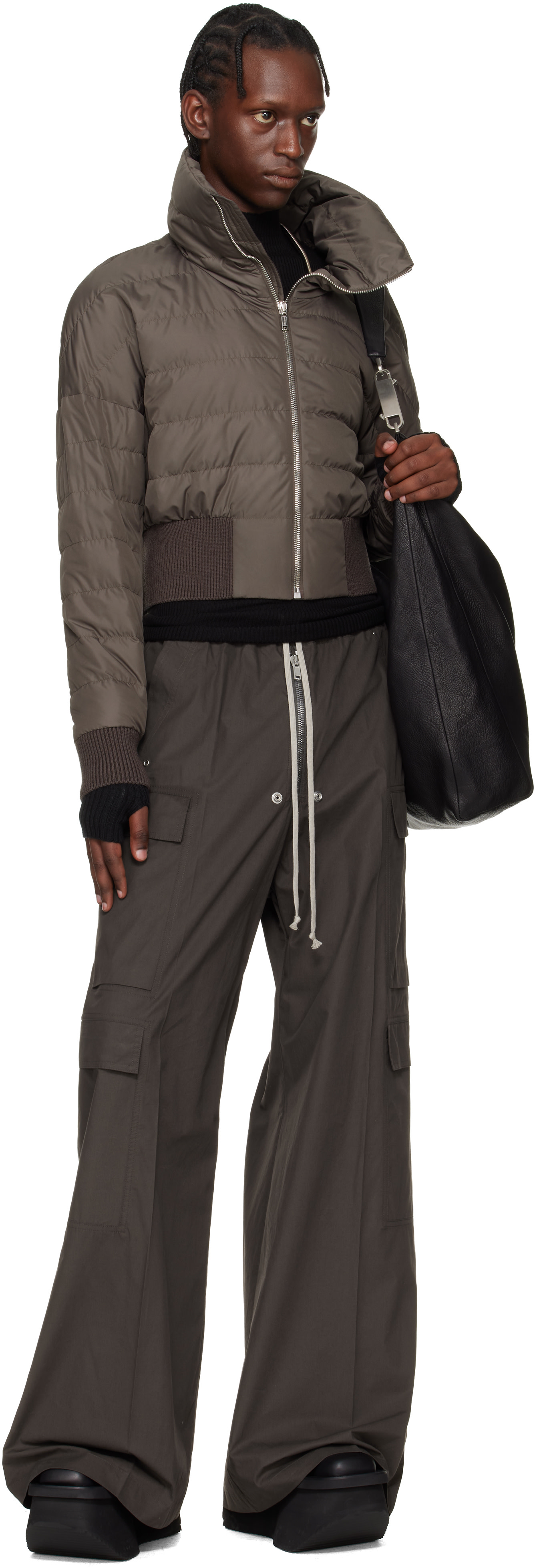Rick Owens - Moncler + Rick Owens 그레이 크롭 다운 재킷