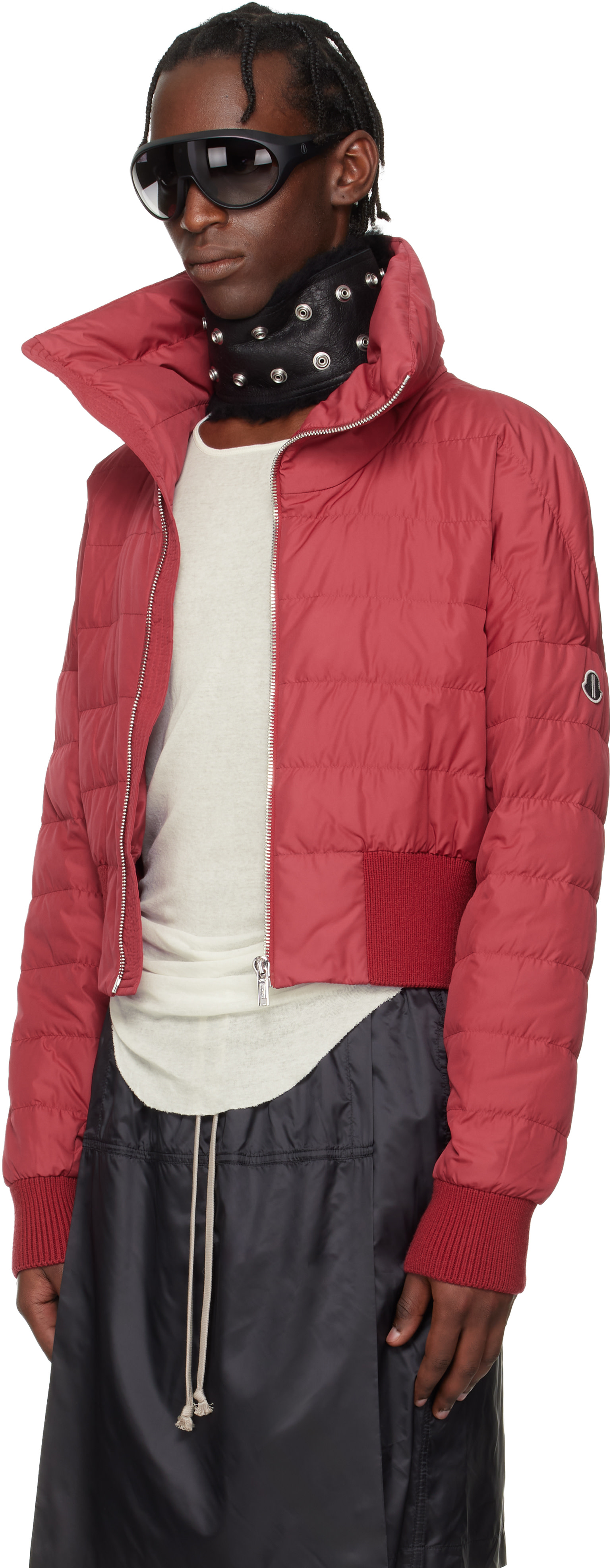 Rick Owens - Moncler + Rick Owens 레드 크롭 다운 재킷