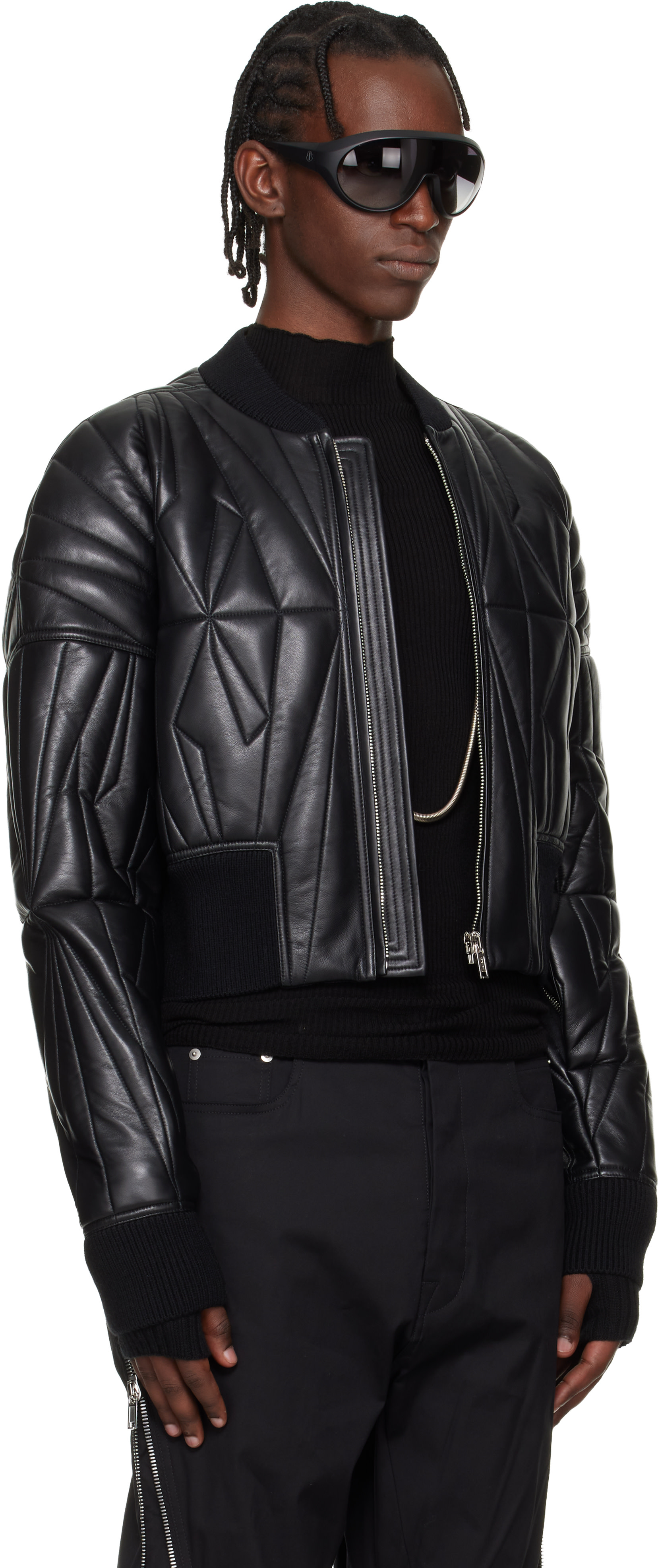 Rick Owens: Moncler + Rick Owens ブラック Geocamo クロップド 