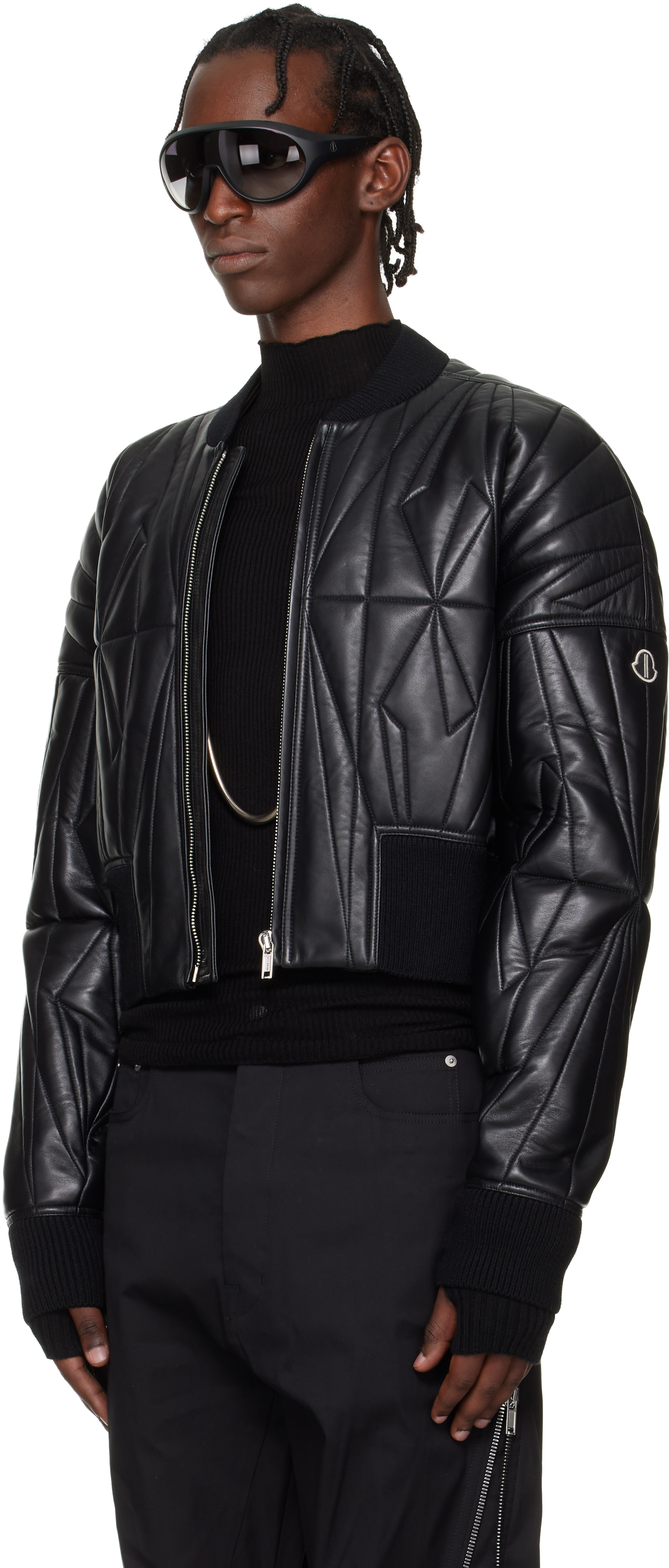 Rick Owens: Moncler + Rick Owens Black Geocamo Cropped Flight