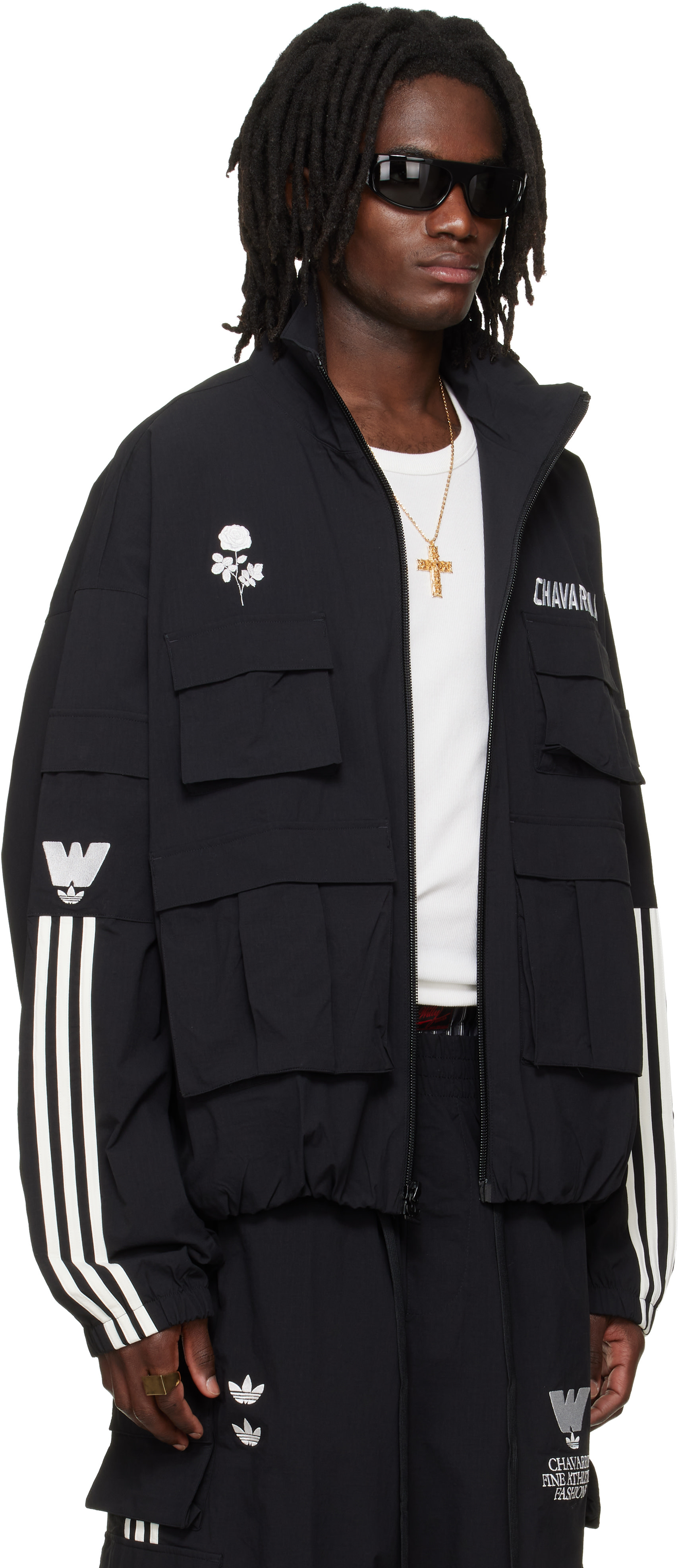 WILLY CHAVARRIA: Black adidas Originals Edition Cargo Track Jacket
