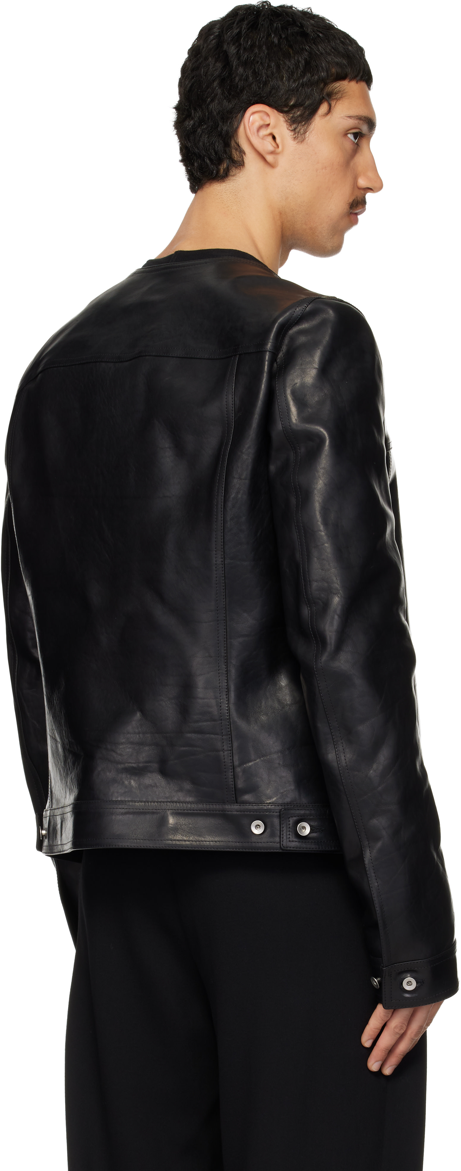 Rick Owens: Black Temple Leather Work Jacket | SSENSE Canada
